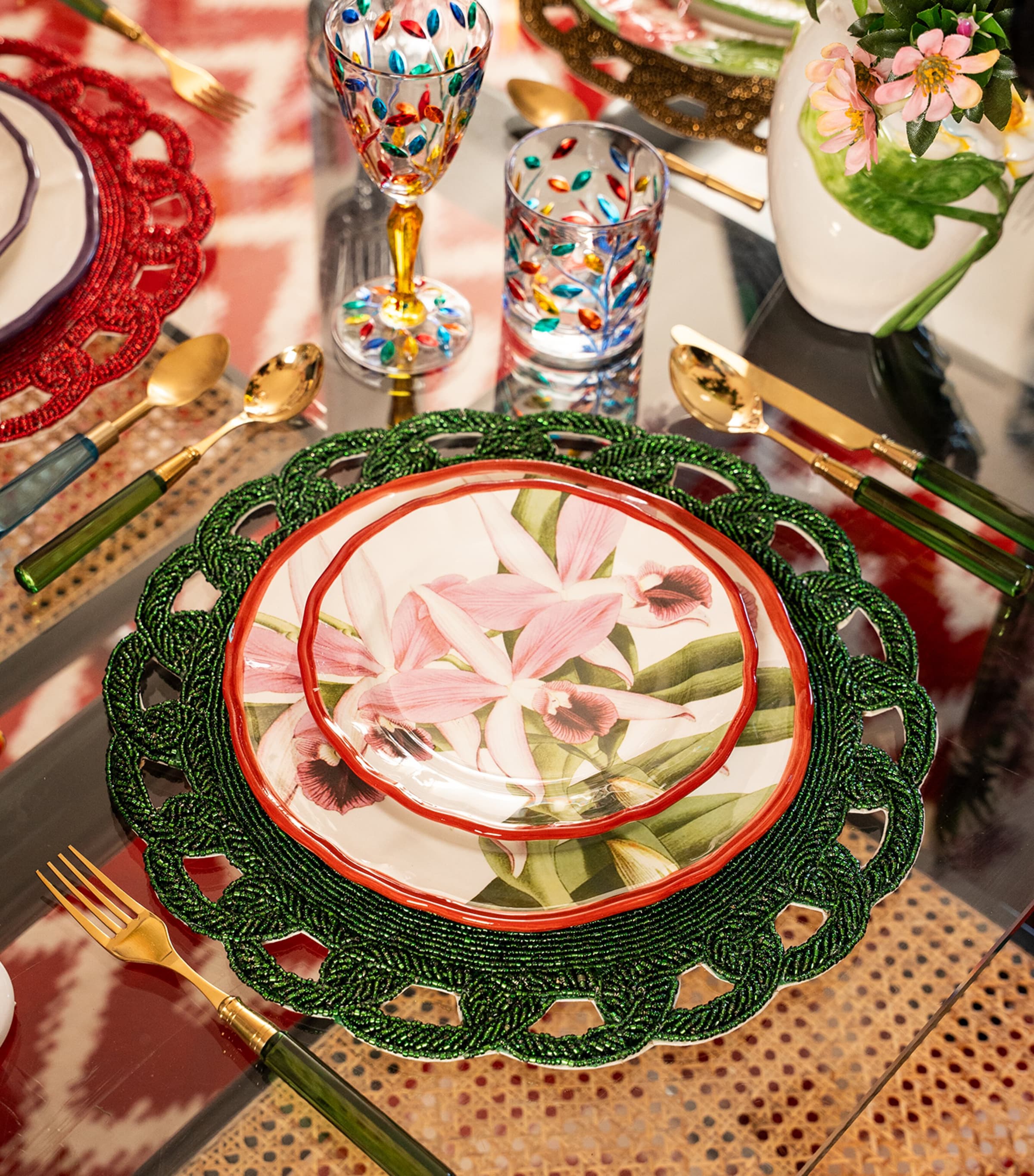 Beaded Placemat (40cm) GREEN Image 5