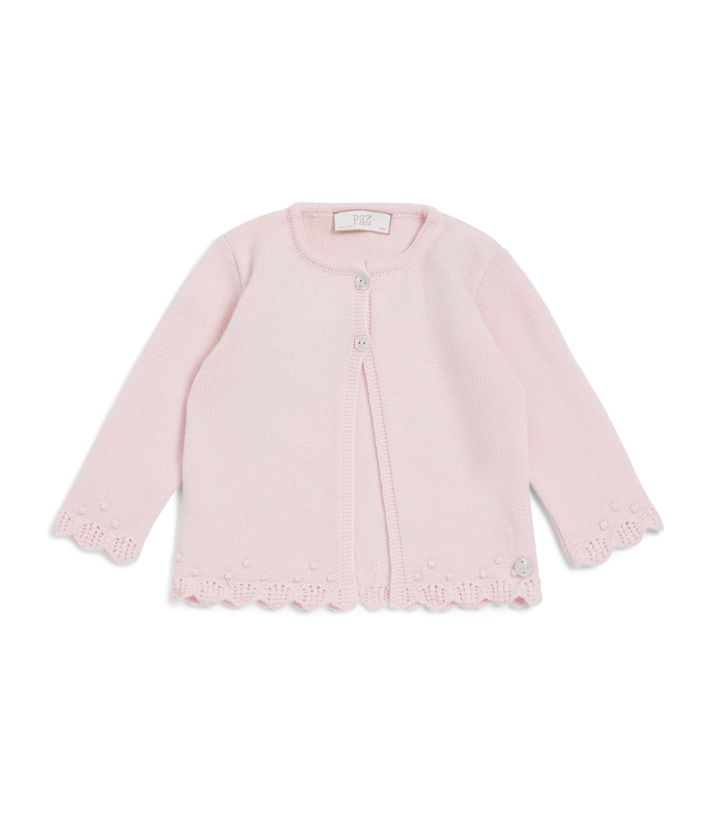 Paz Rodriguez Cotton Knitted Cardigan (1-24 Months) Light Pink Image 1