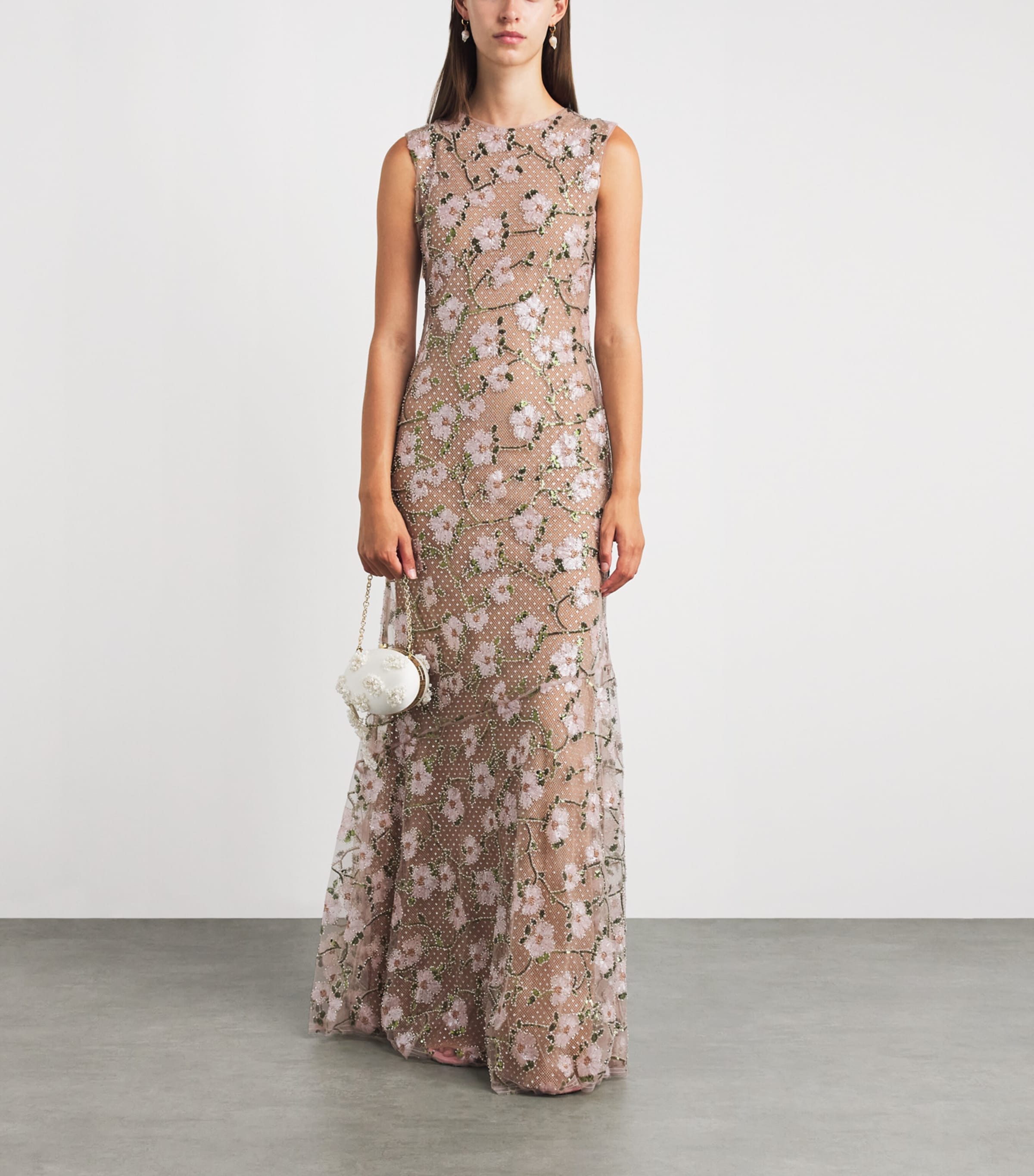 Self-Portrait Womens Sequin-Embellished Rhinestone Maxi Dress Pink Image 2