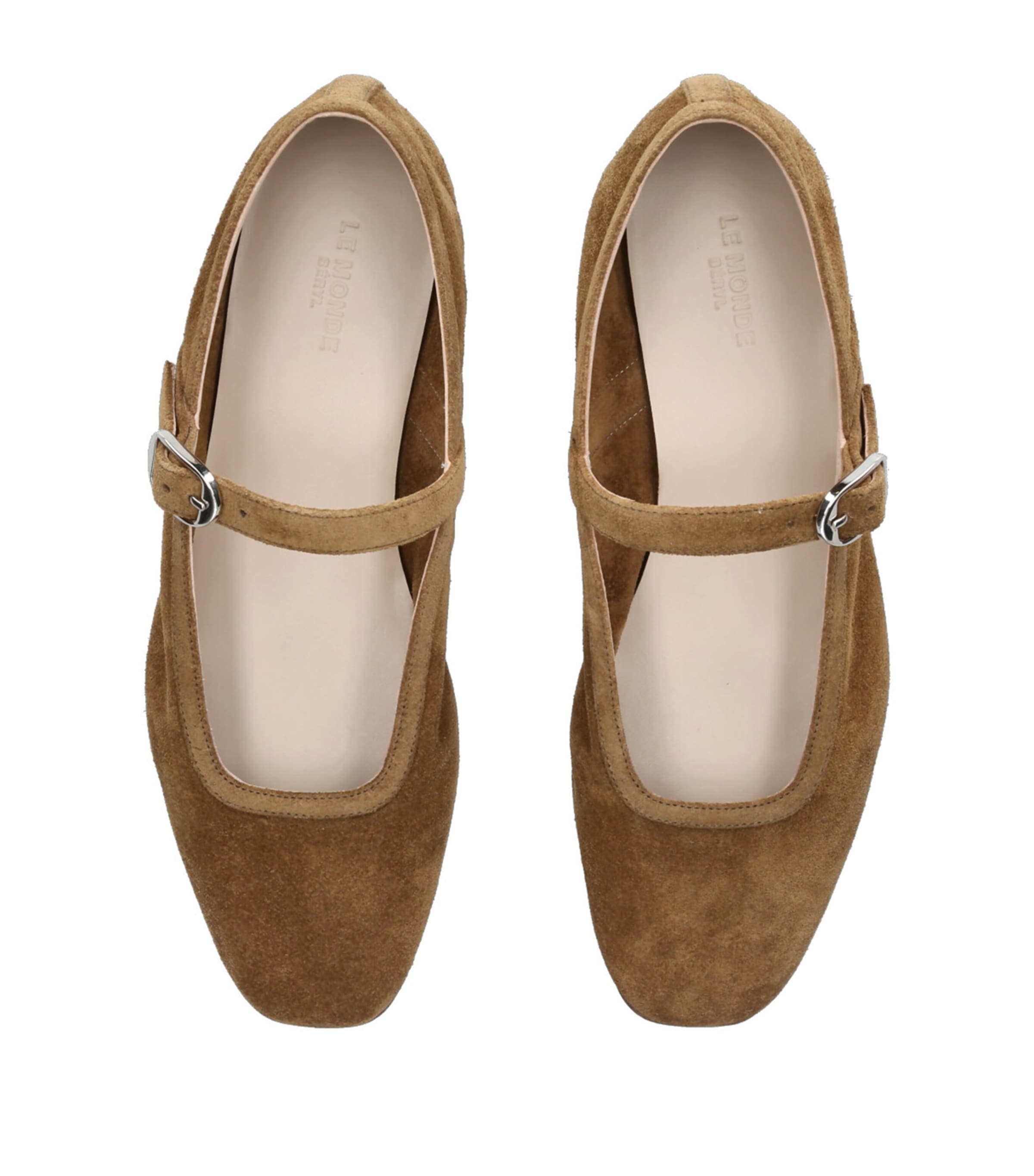 Suede Mary Jane Ballet Flats TAUPE Image 4