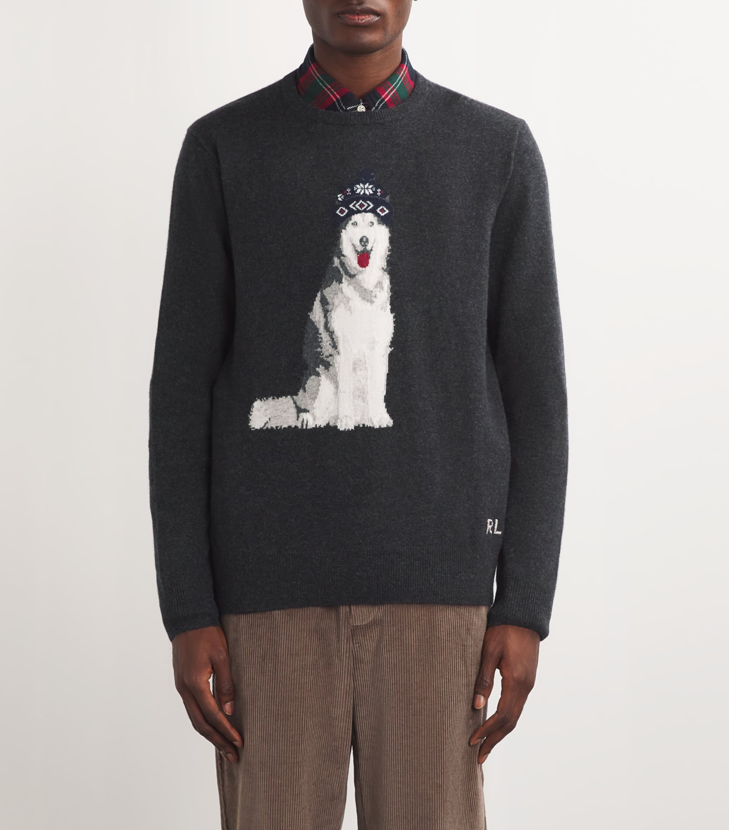 Polo Ralph Lauren Mens Cashmere Dog Sweater Grey Image 2