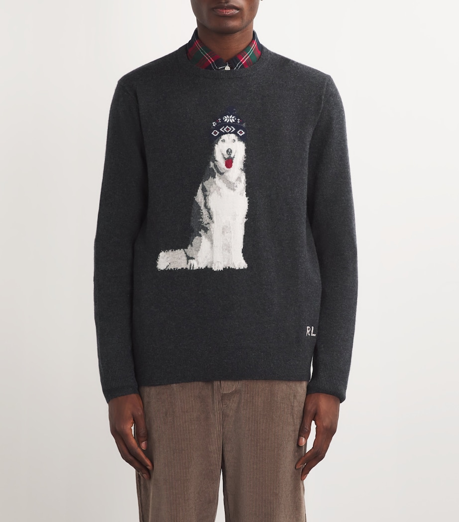 Polo Ralph Lauren Mens Cashmere Dog Sweater Grey Image 2