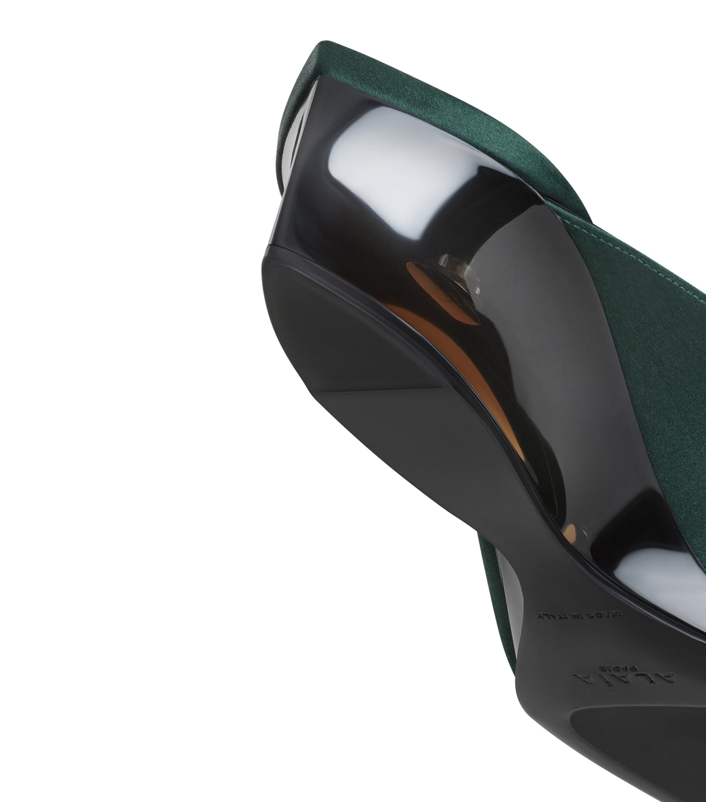 Alaïa Satin Invisible Wedge Mules 30 Green Lichen Image 4