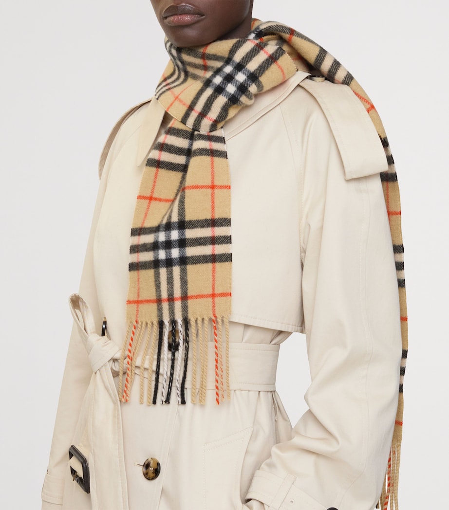Cashmere Narrow Check Scarf SAND Image 4