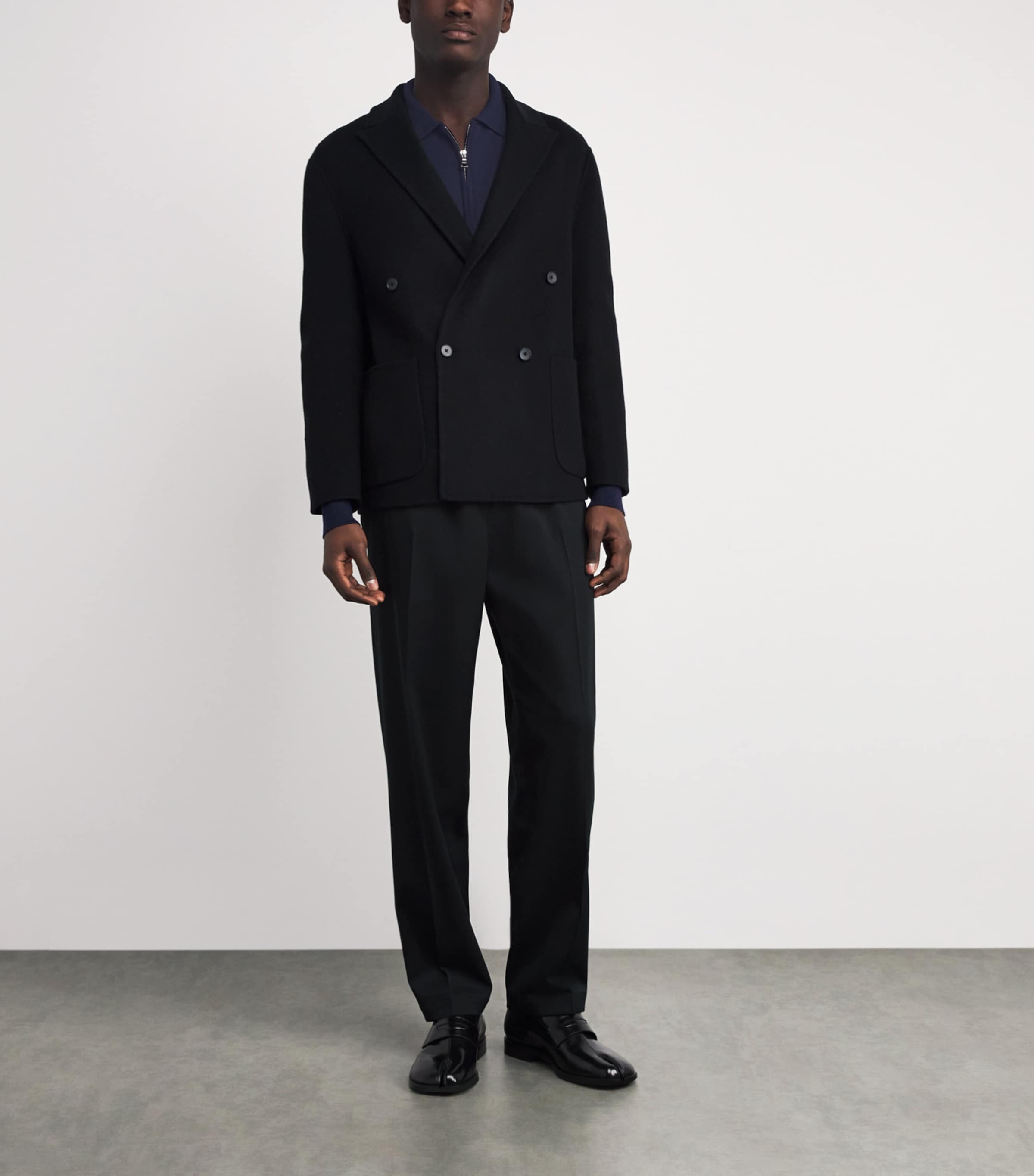 Wool Quarter-Zip Polo Sweater DARK NAVY Image 2