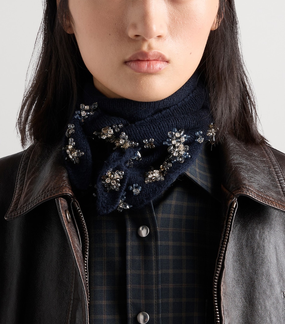 Prada Womens Wool Check Shirt Blue Image 4
