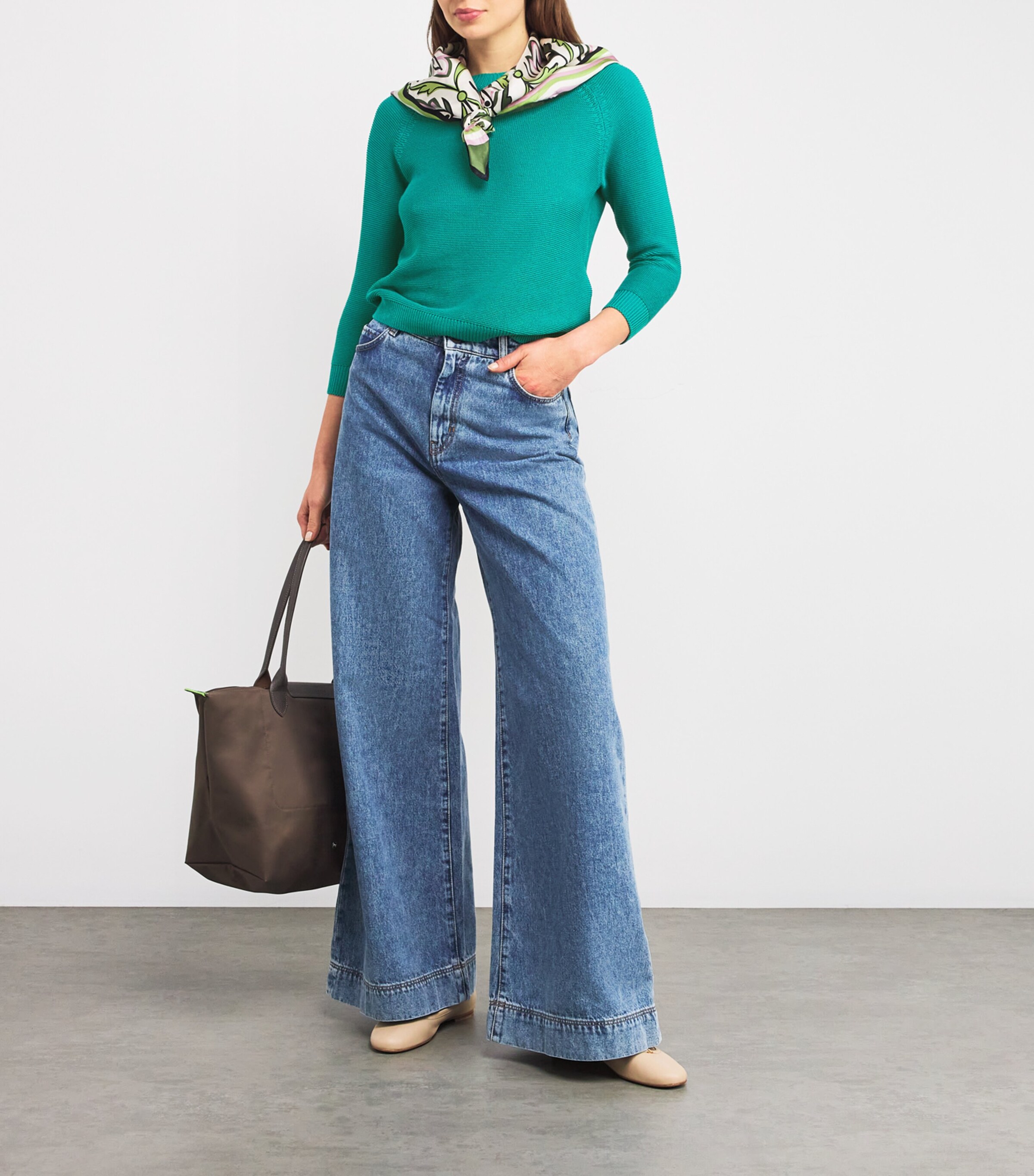 Weekend Max Mara Womens Cotton Crew-Neck Sweater Emerald Image 2