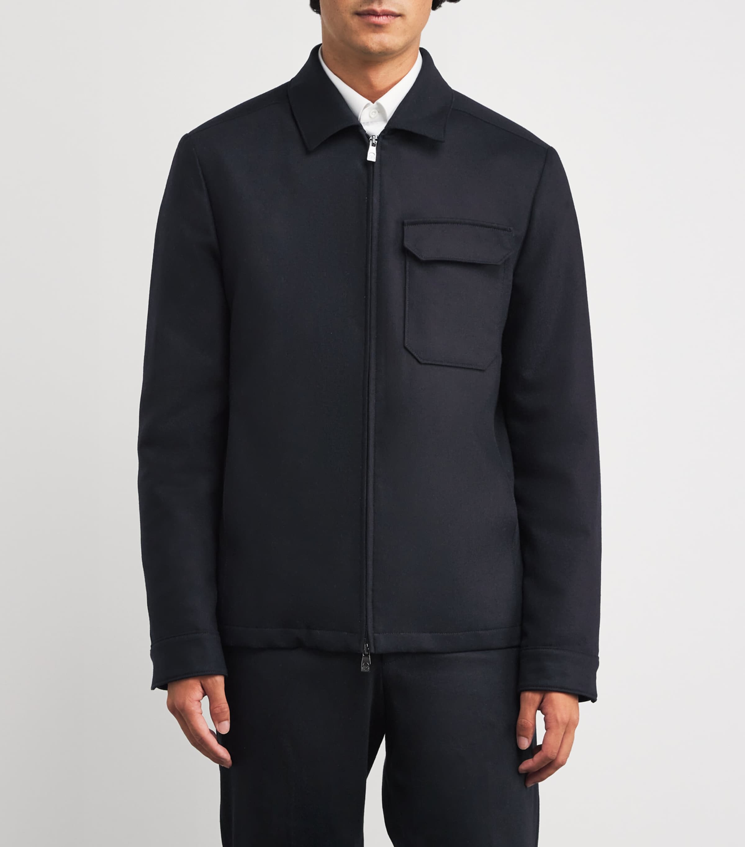 Wool-Cashmere Hybrid Jacket 001 NAVY BLUE Image 3