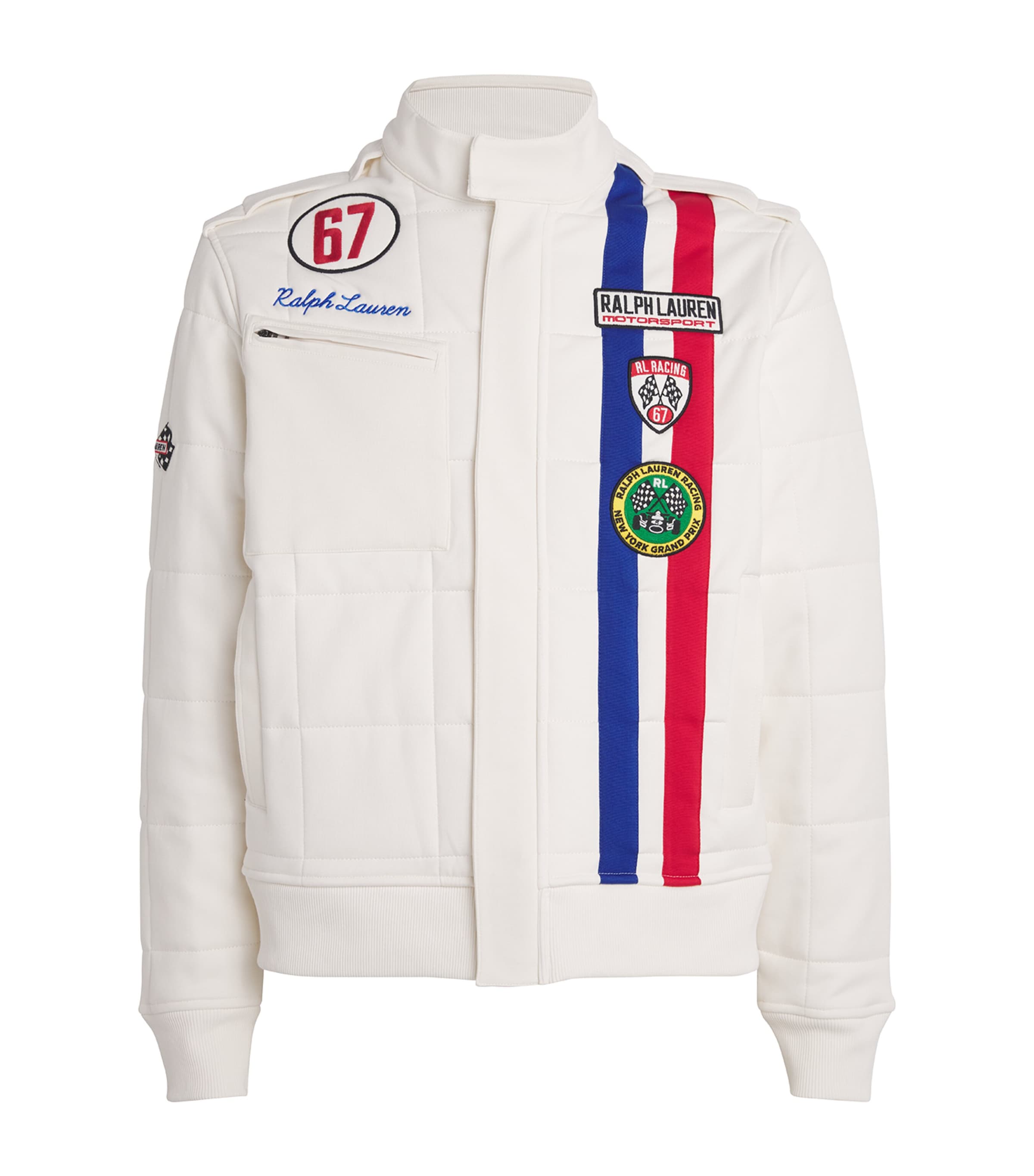 Polo Ralph Lauren White Double-Knit Racing Logo Jacket | Harrods PK