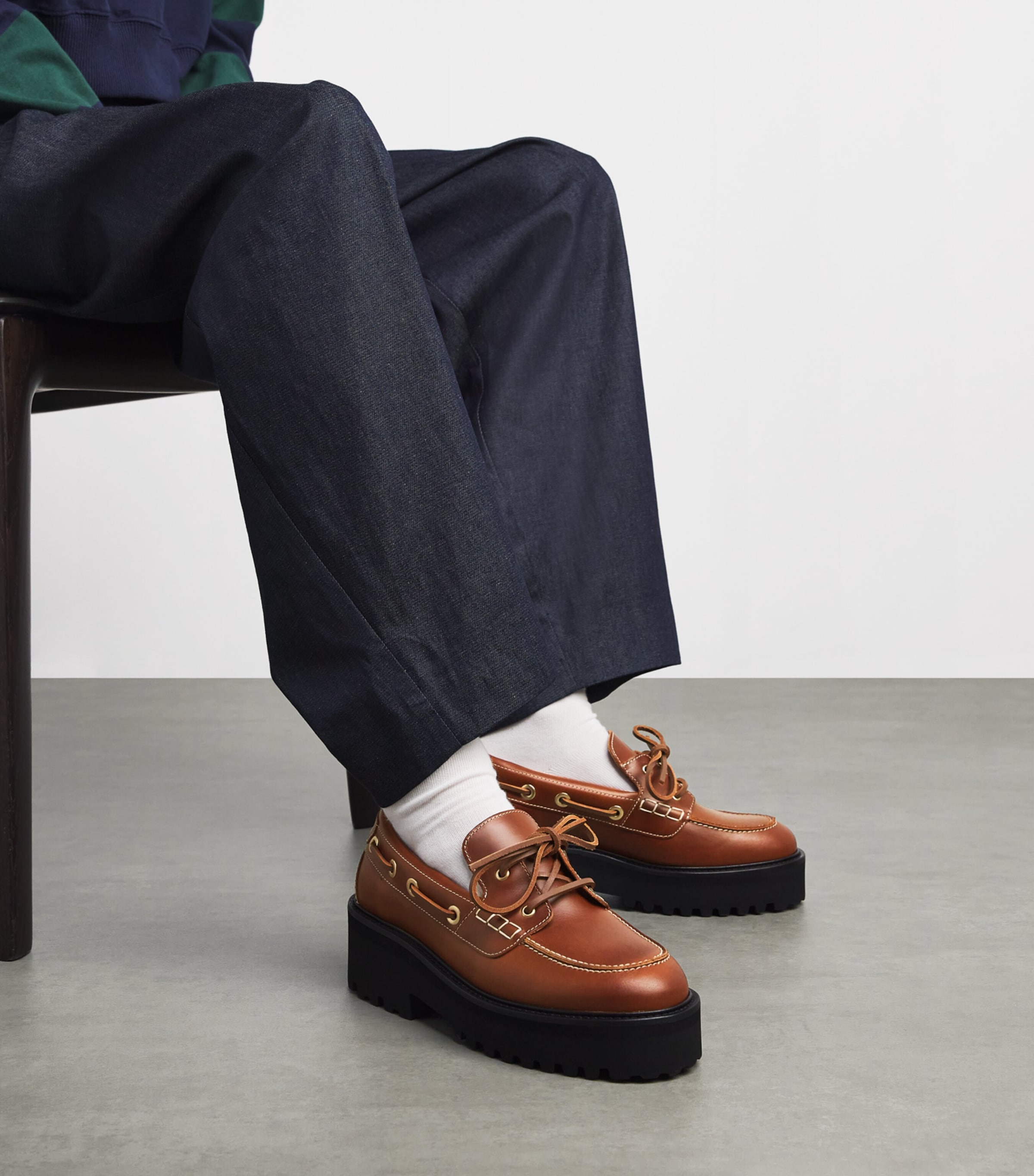 Leather Boat Shoes BROWN Image 2