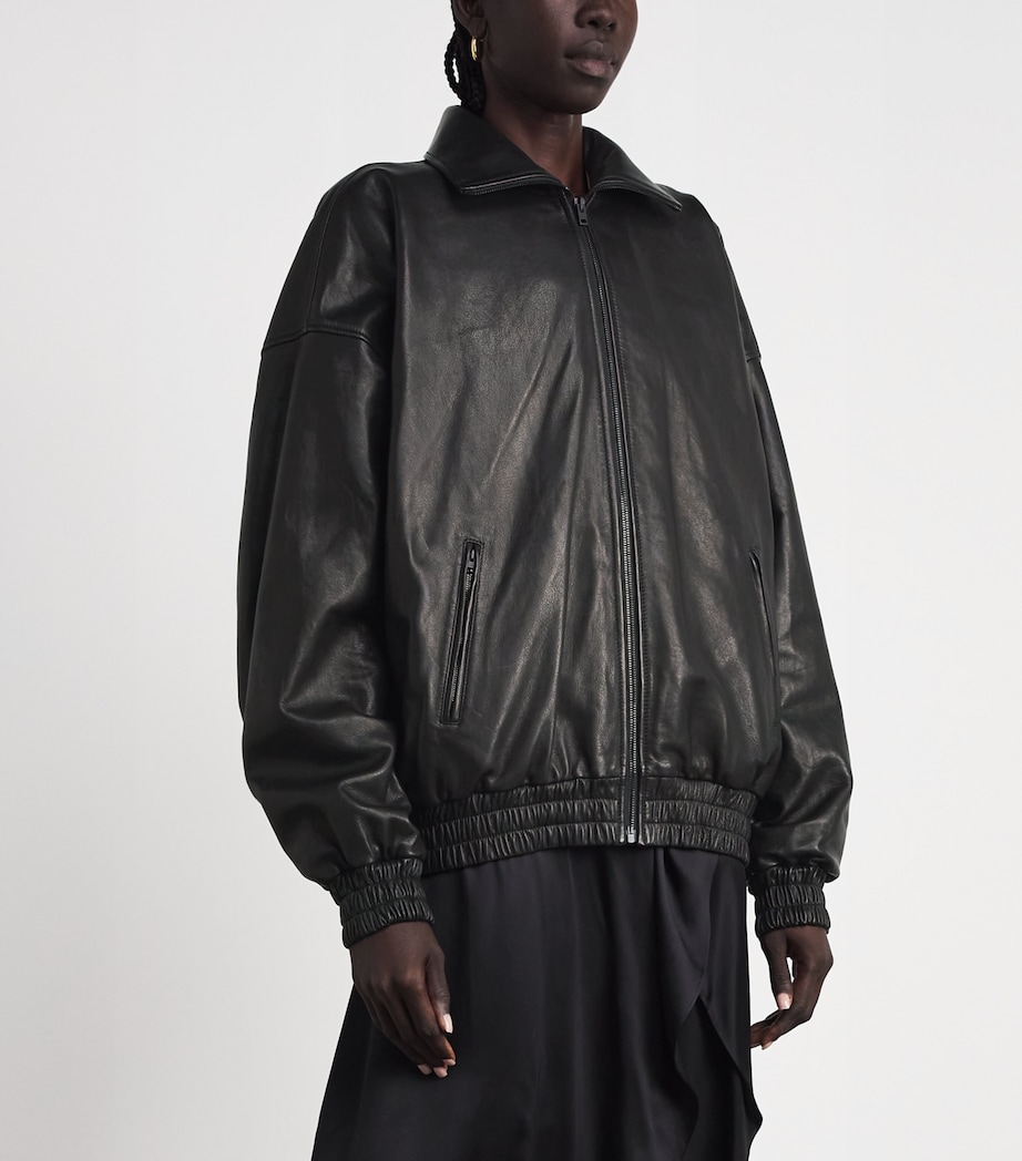 Acne Studios Womens Leather Bomber Jacket Black Image 4