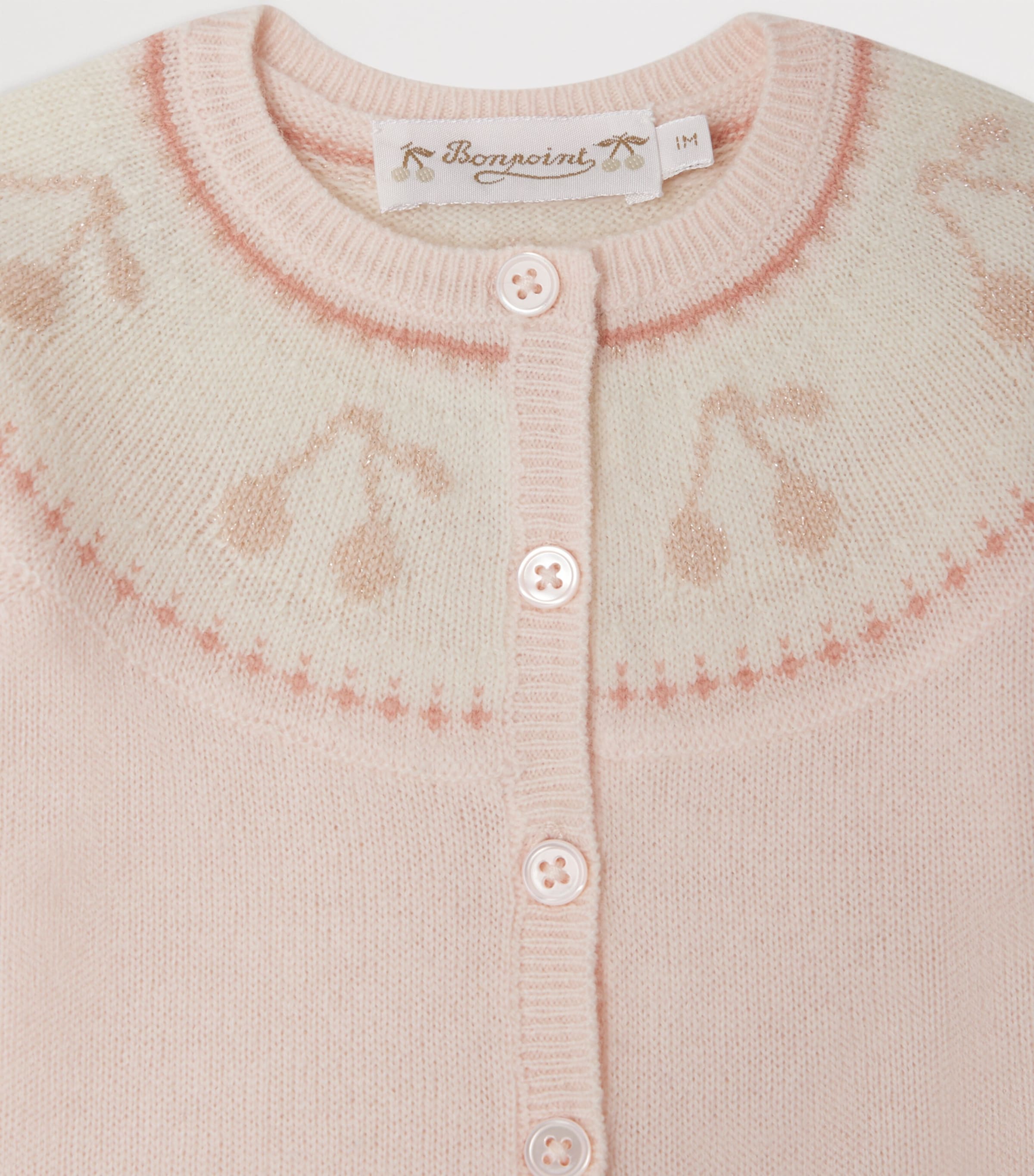 Wool-Cashmere Jacquard Cardigan and Trousers Set (1-18 Months) MULTICO ROSE FARD Image 3