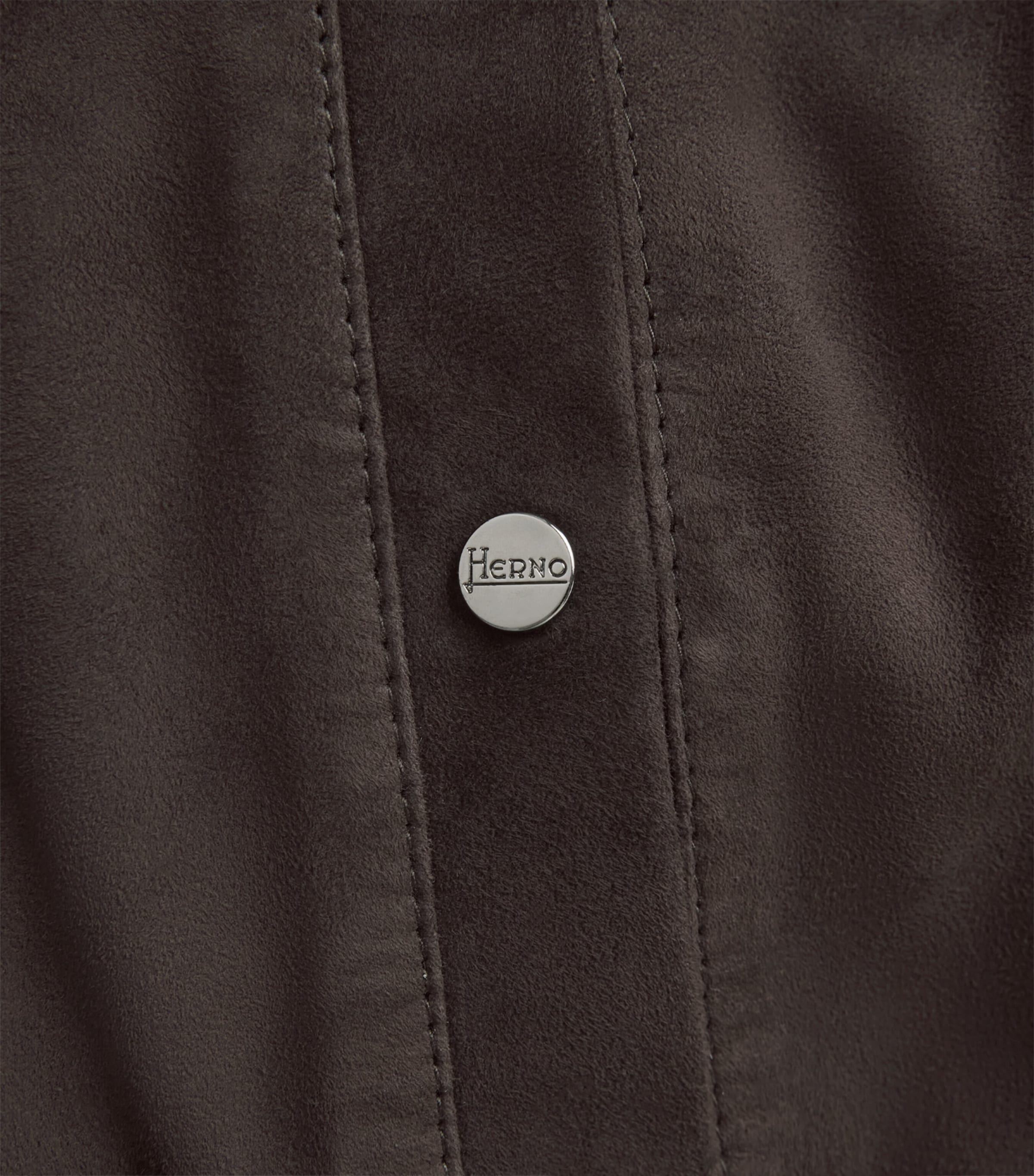 Herno Mens Suede Bomber Jacket Marrone Scuro Image 6