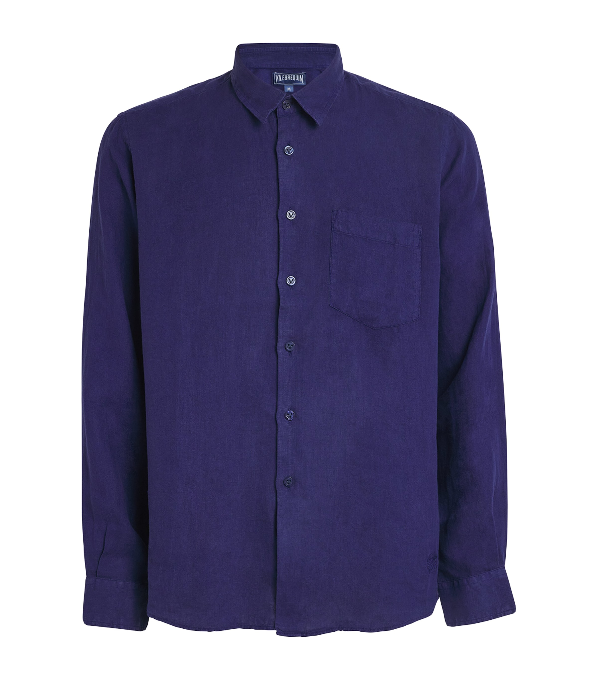 Vilebrequin Linen Embroidered Caroubis Shirt In Navy