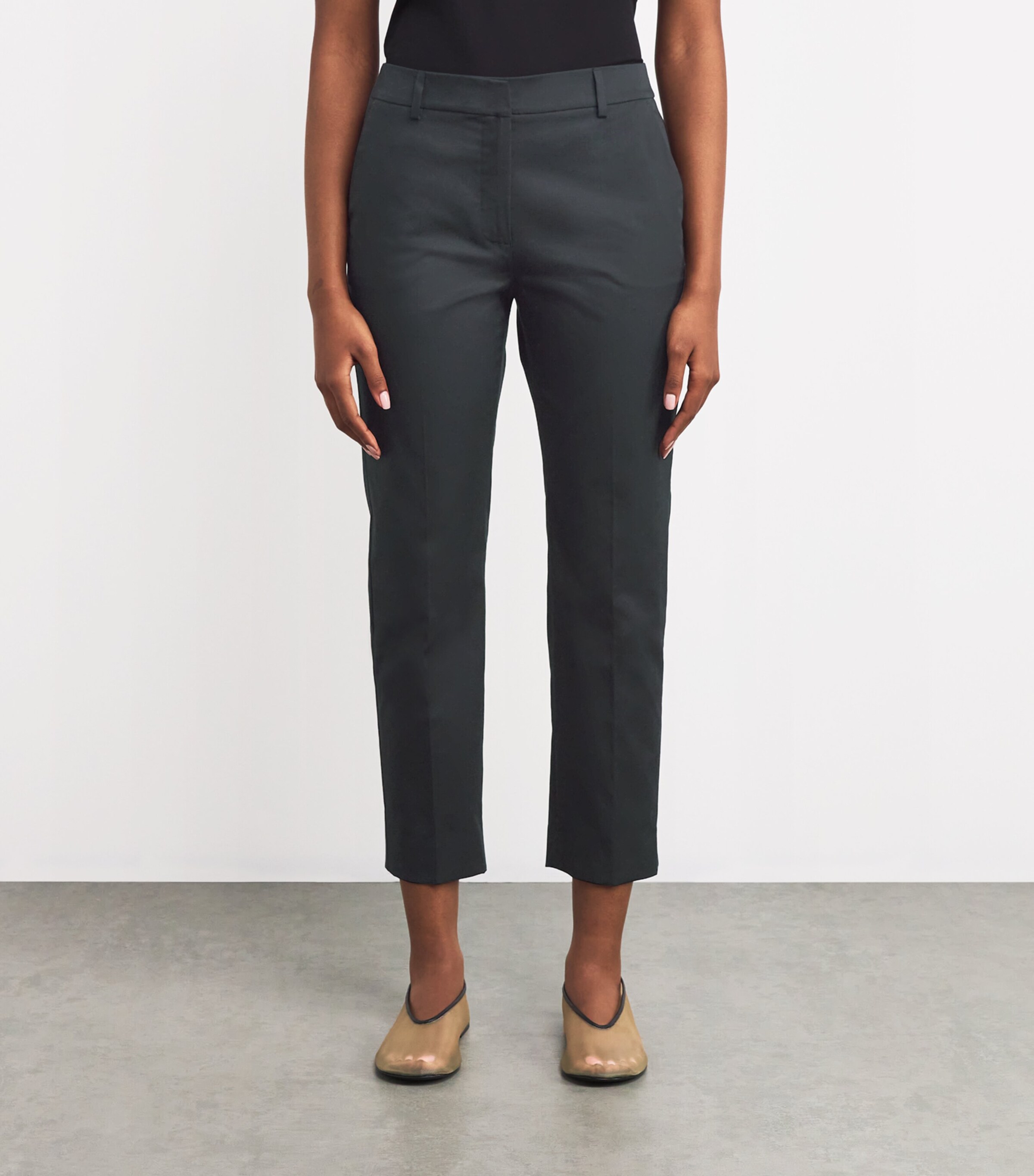 Stretch-Cotton Cigarette Trousers BLACK Image 3