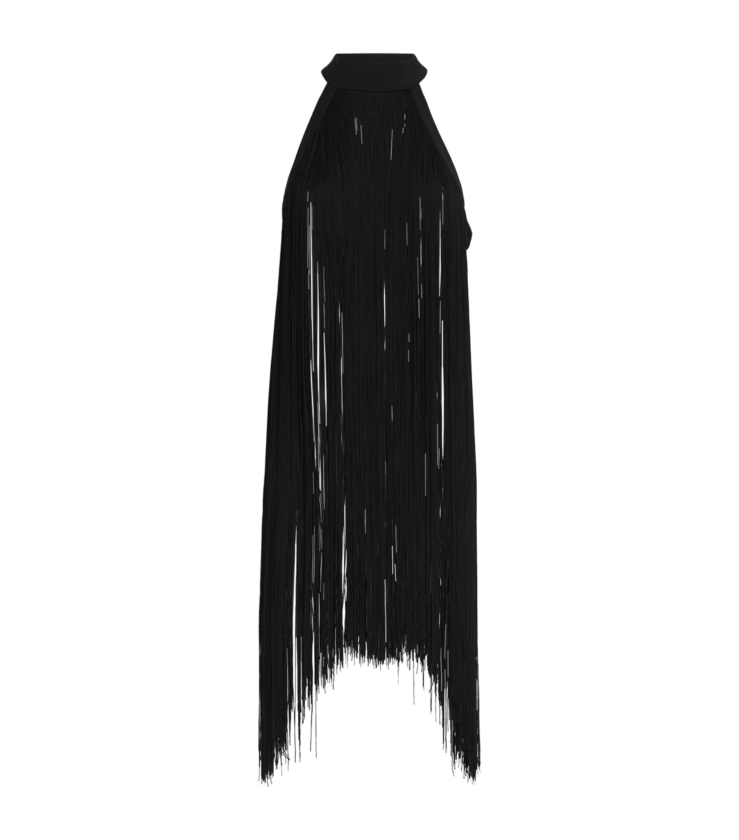 Camilla And Marc Fringed Zuri Halter Top In Black