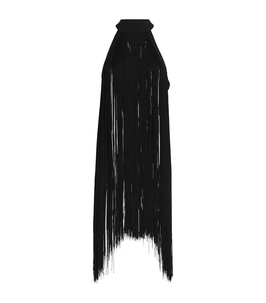 CAMILLA AND MARC Womens Fringed Zuri Halter Top Dblk Black Image 1