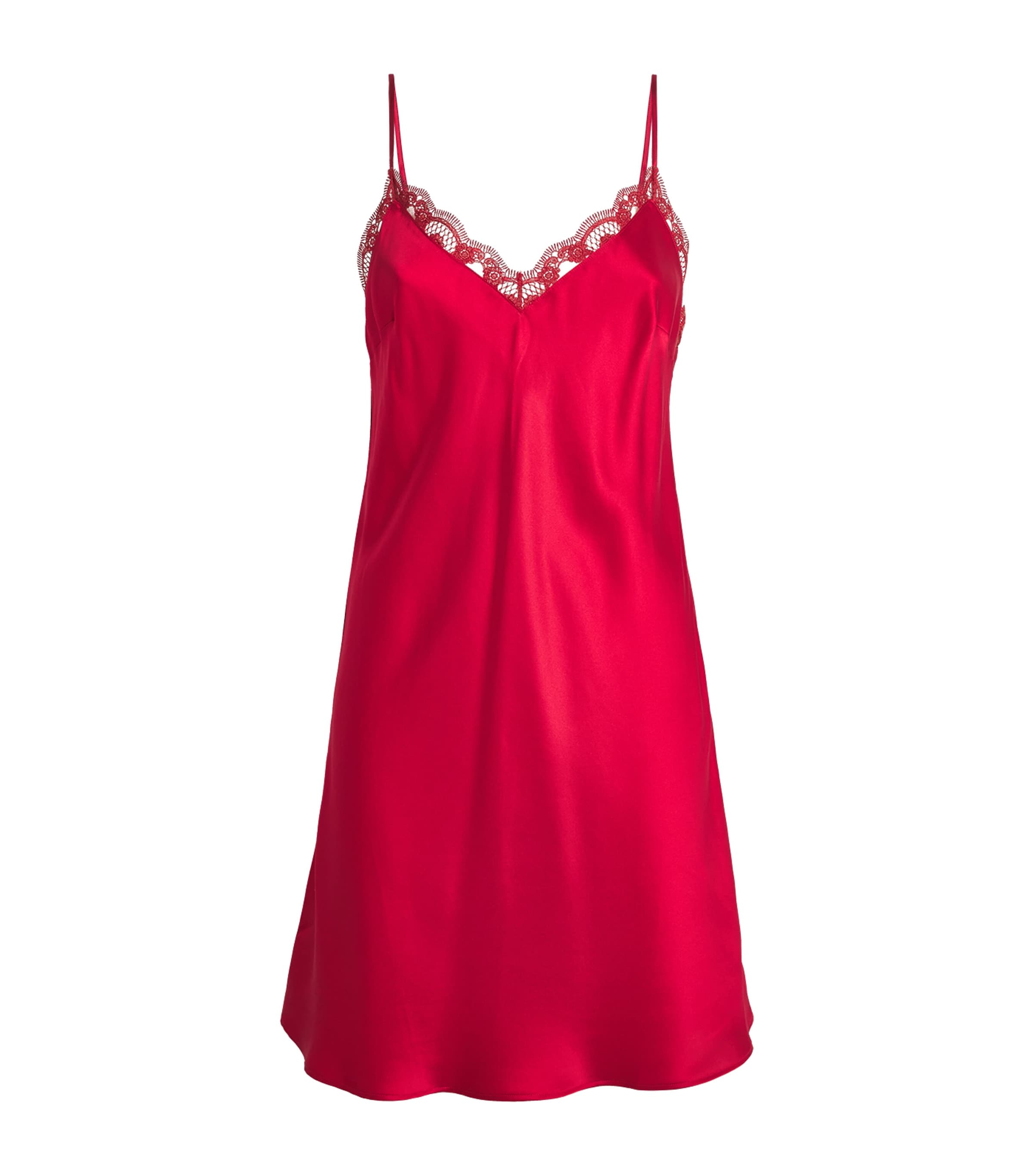 Simone Perele Womens Silk-Blend Love Me Slip Dress Opera Red Image 1