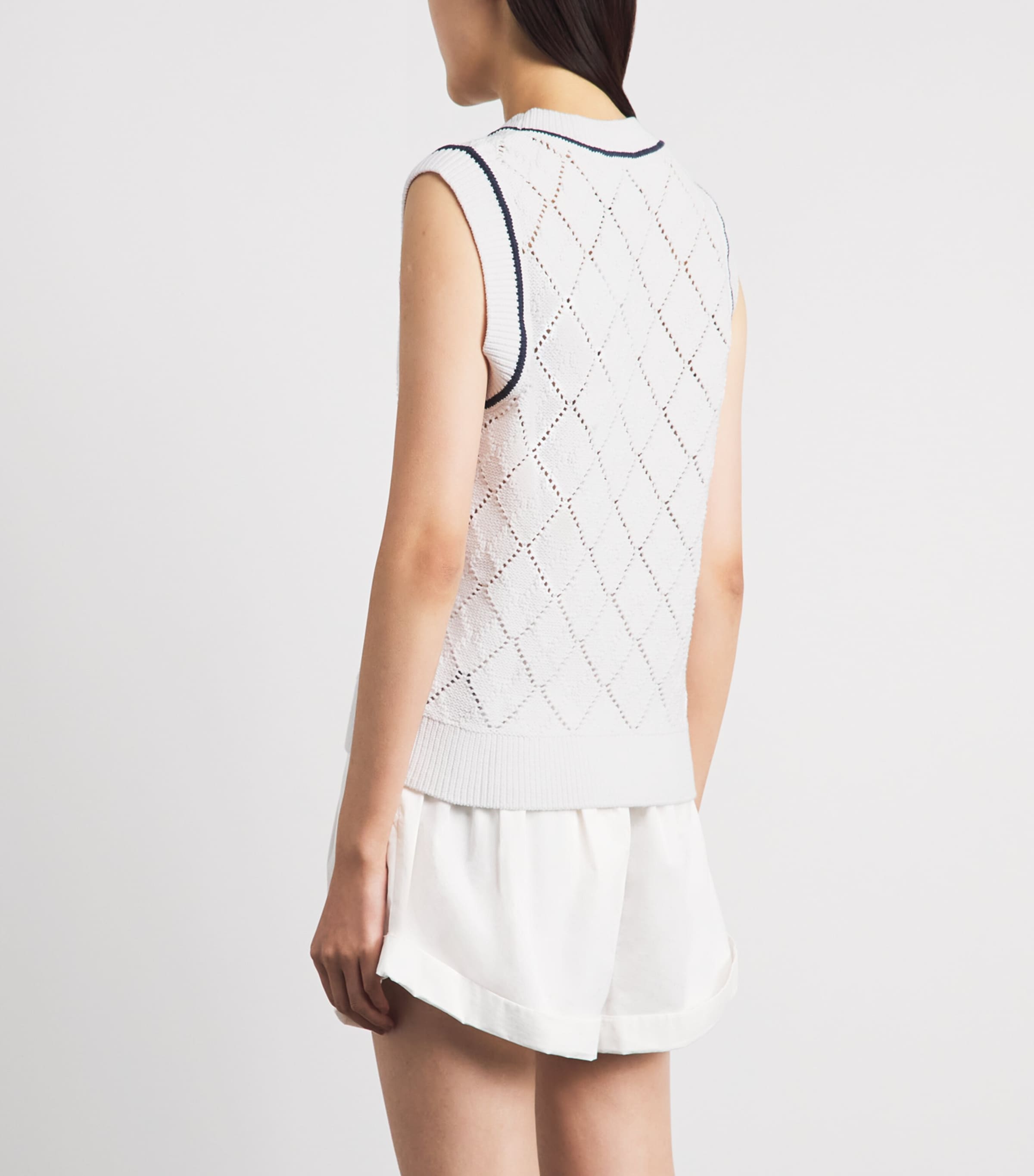 Varley Womens Pointelle-Knit Sleeveless Cardigan White Image 5