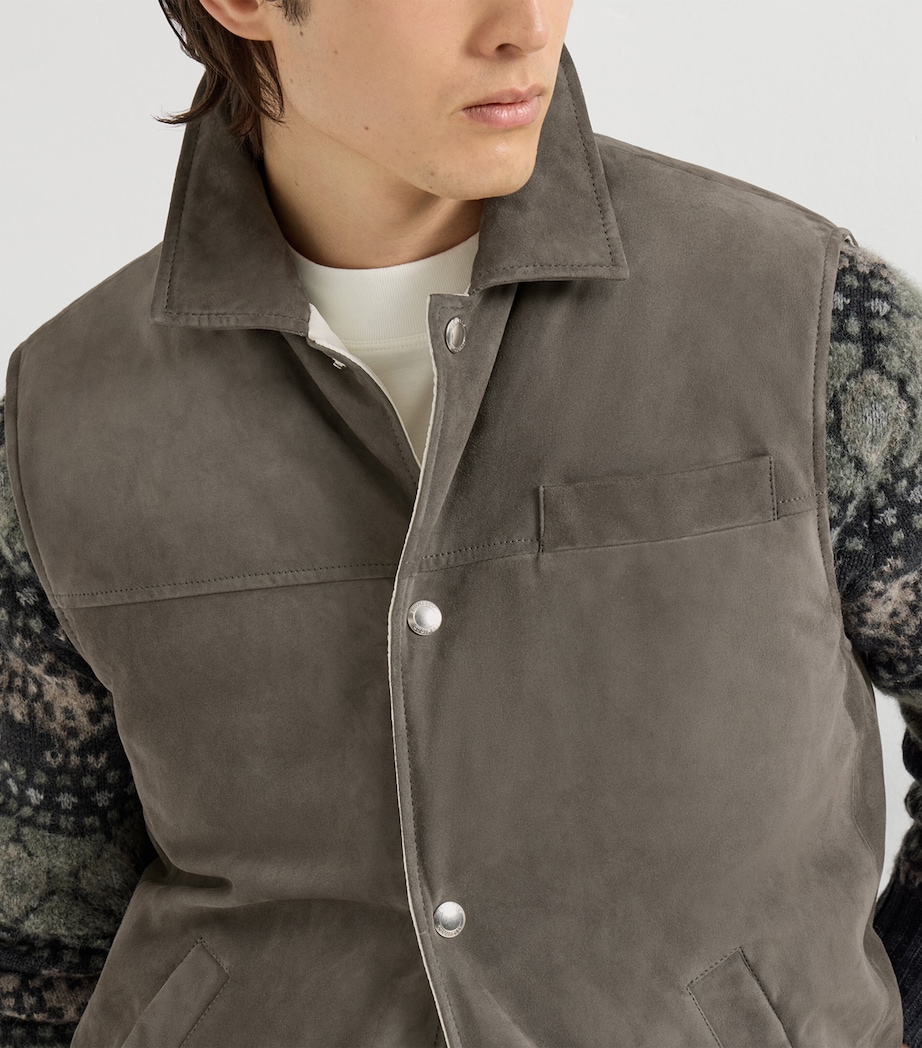 Brunello Cucinelli Mens Down Leather Gilet Image 6