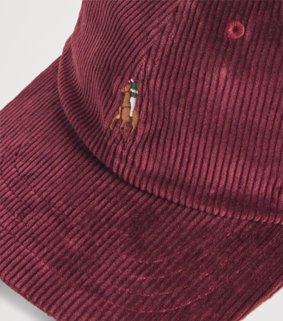 Corduroy Polo Pony Baseball Cap RED Image 4