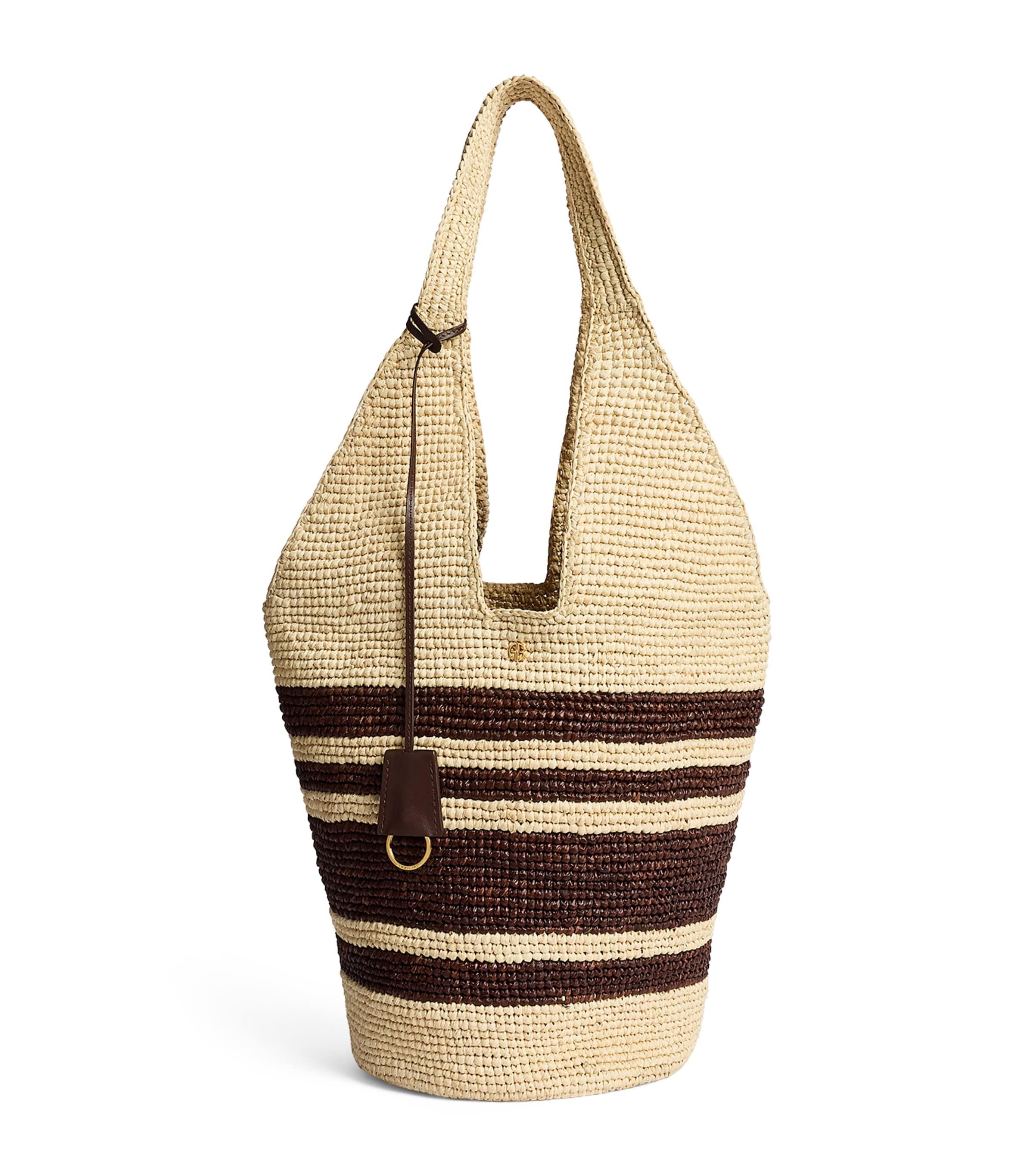ANINE BING Raffia Stripe Leah Tote Bag Beige Image 1