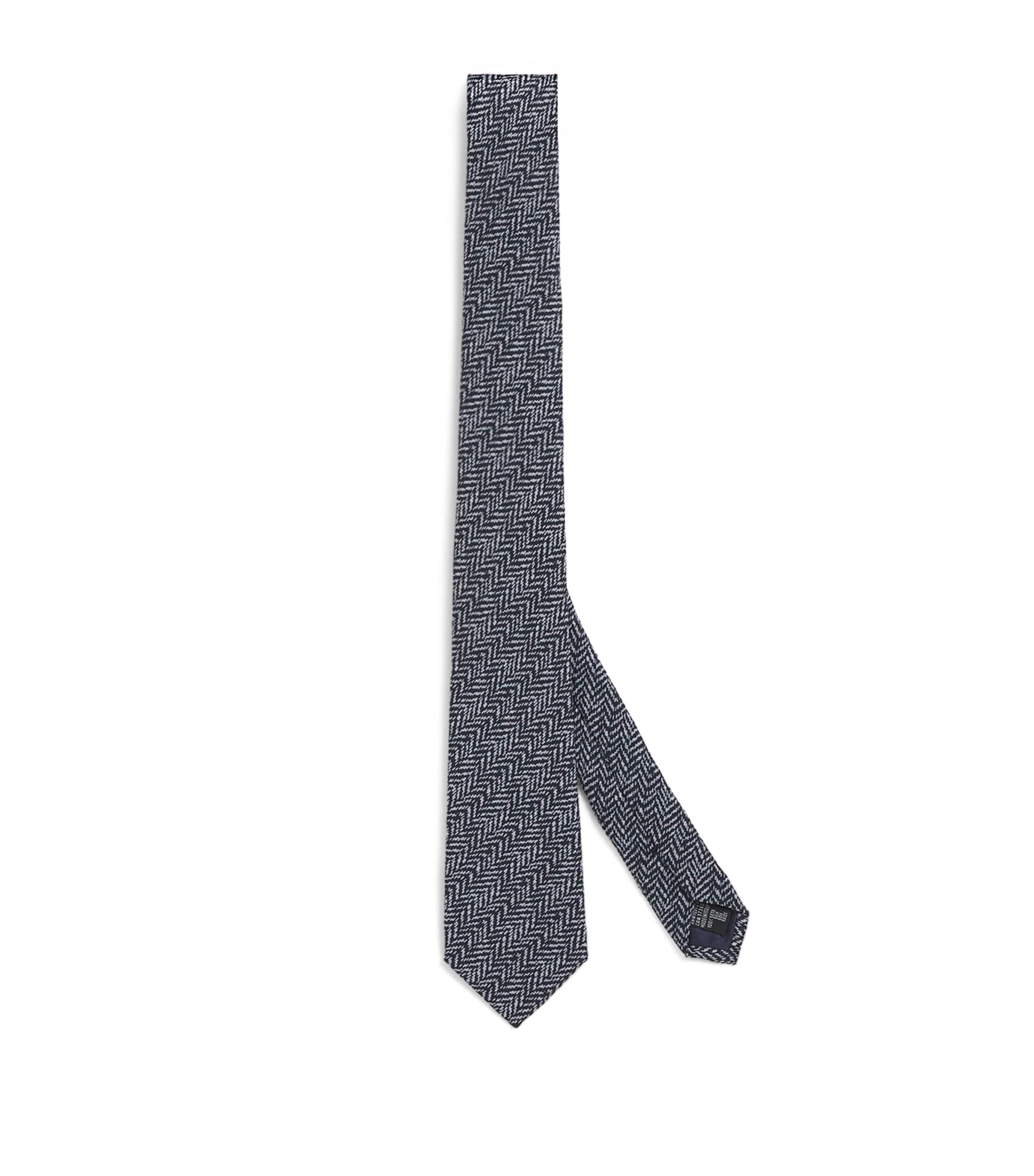 Giorgio Armani Silk Chevron Tie In Blue