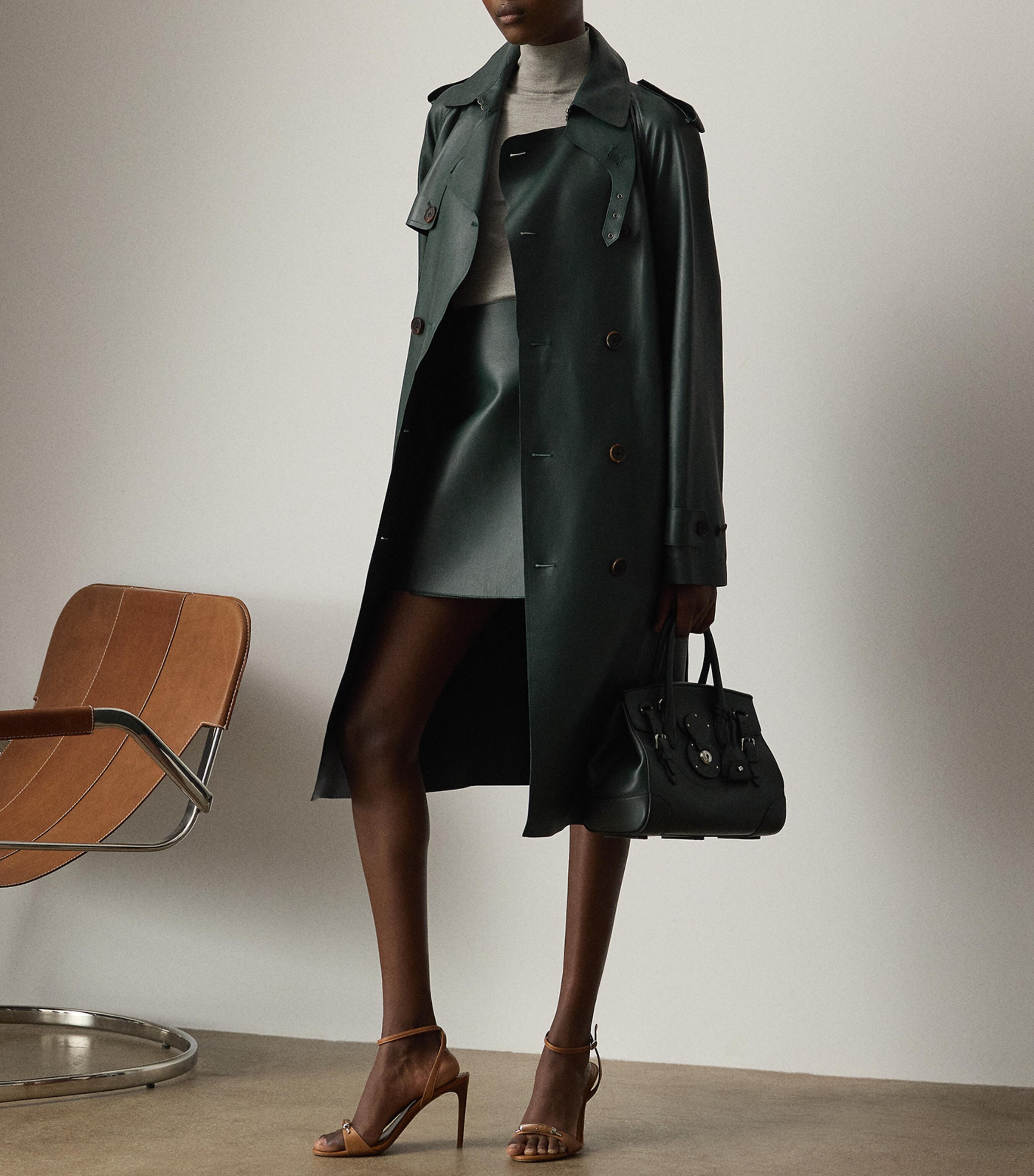 Lambskin Kyler Mini Skirt DARK RACING GREEN Image 6