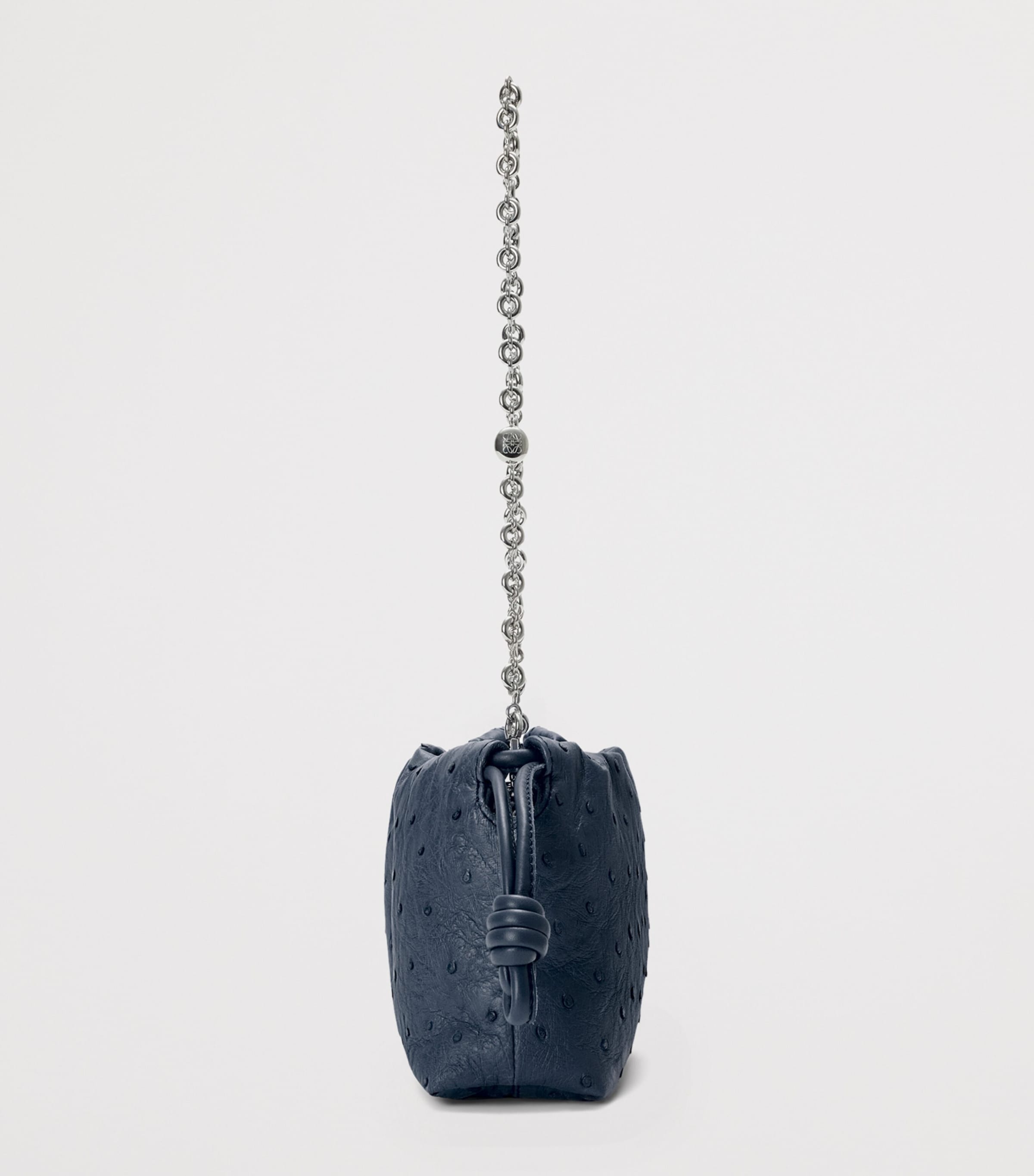 LOEWE Mini Ostrich Leather Flamenco Purse Deep Navy Image 4