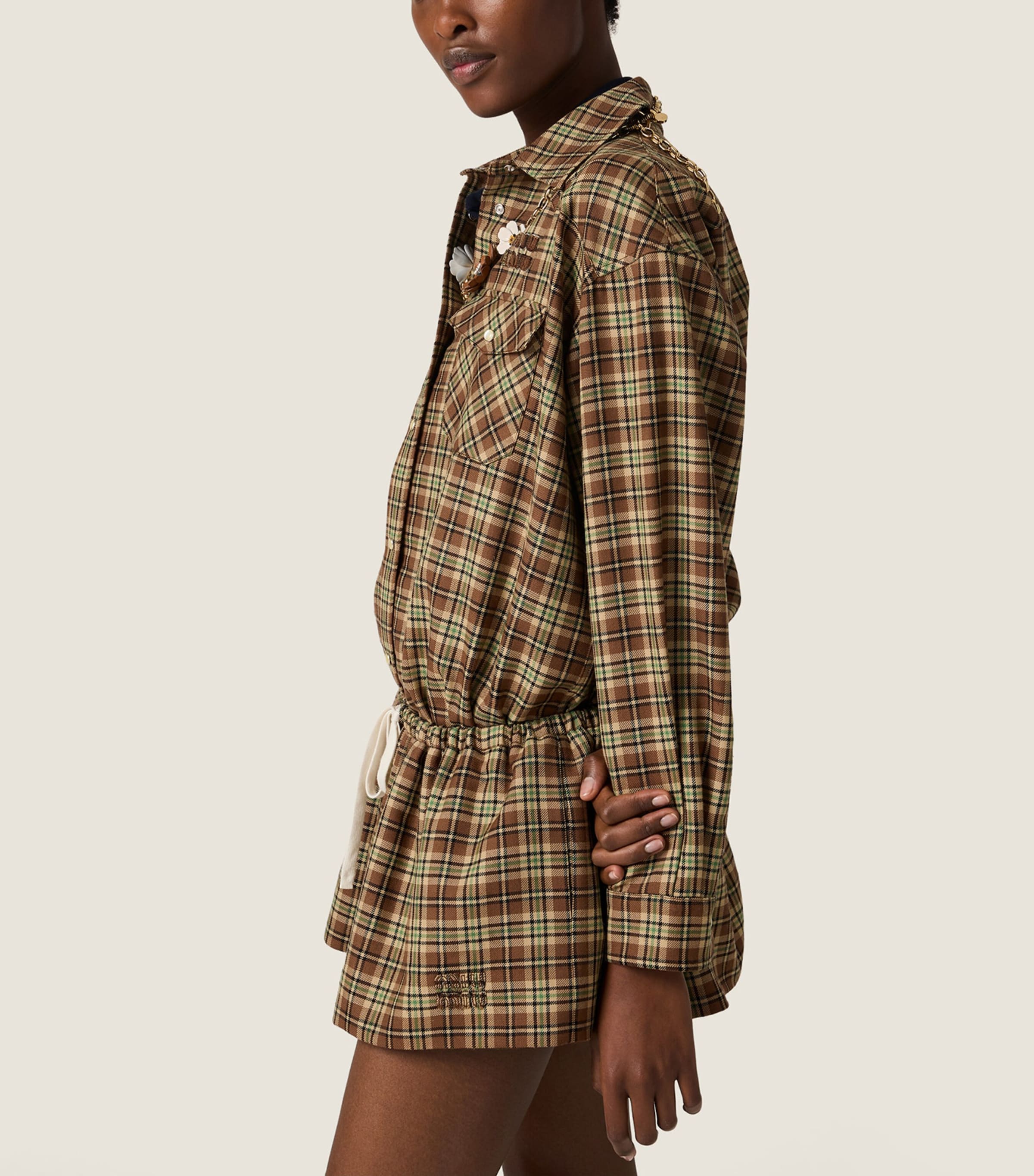 Wool Plaid Mini Skirt F0C59 Image 5