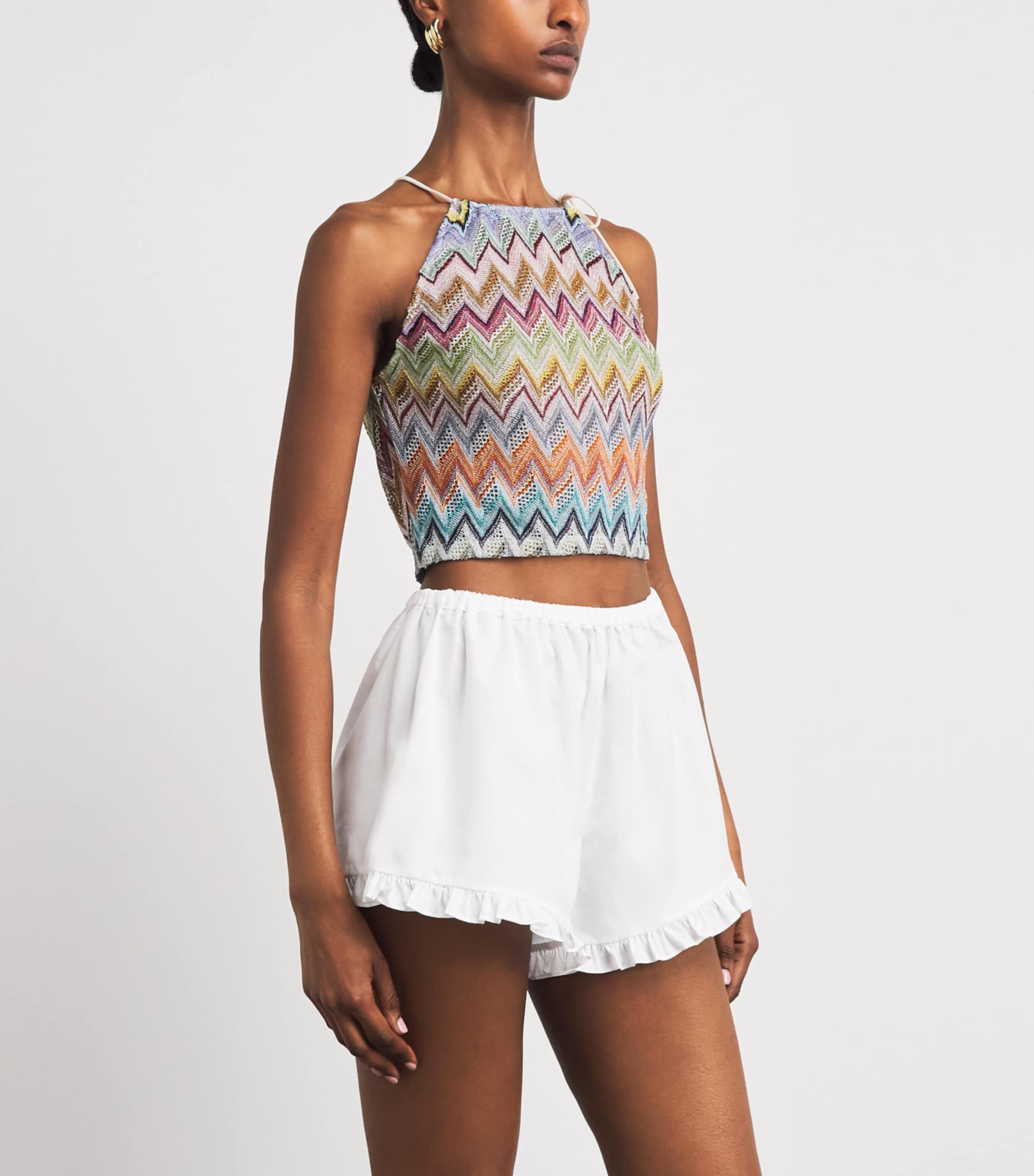 Missoni Womens Zigzag Tie-Strap Crop Top Smsor Multicolor Image 4