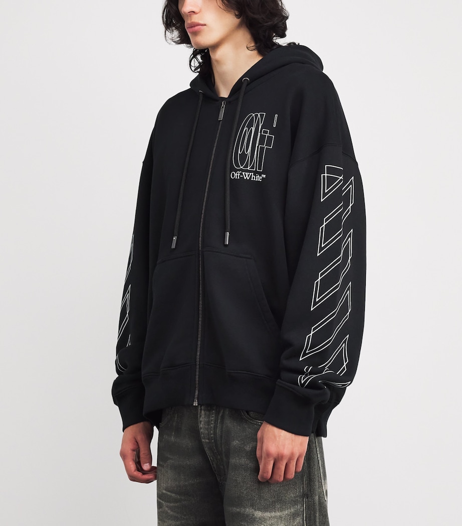 Embroidered Double Arrow Hoodie BLACK Image 3