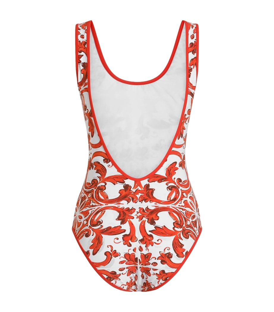 Dolce&Gabbana Womens Low-Back Majolica Swimsuit Maiolica Ar Image 2