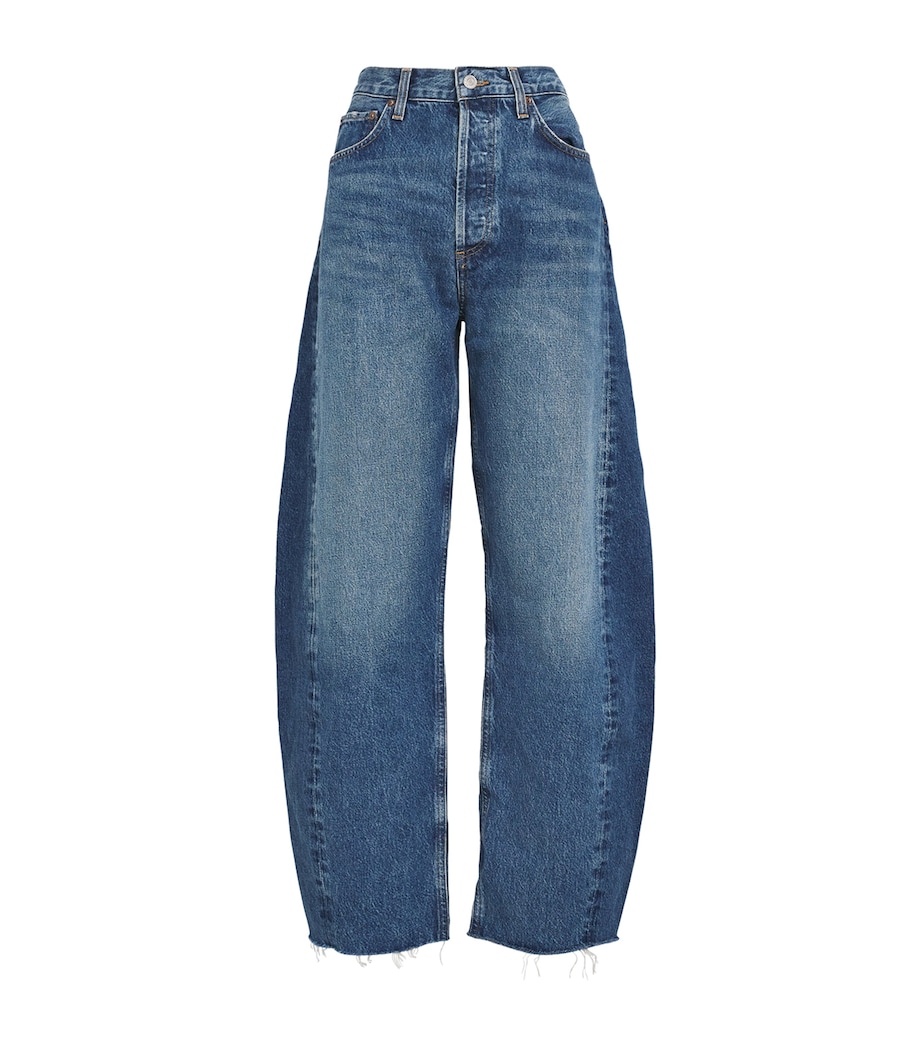 AGOLDE Womens Luna Barrel-Leg Jeans Split (combo Md Ind) Image 1
