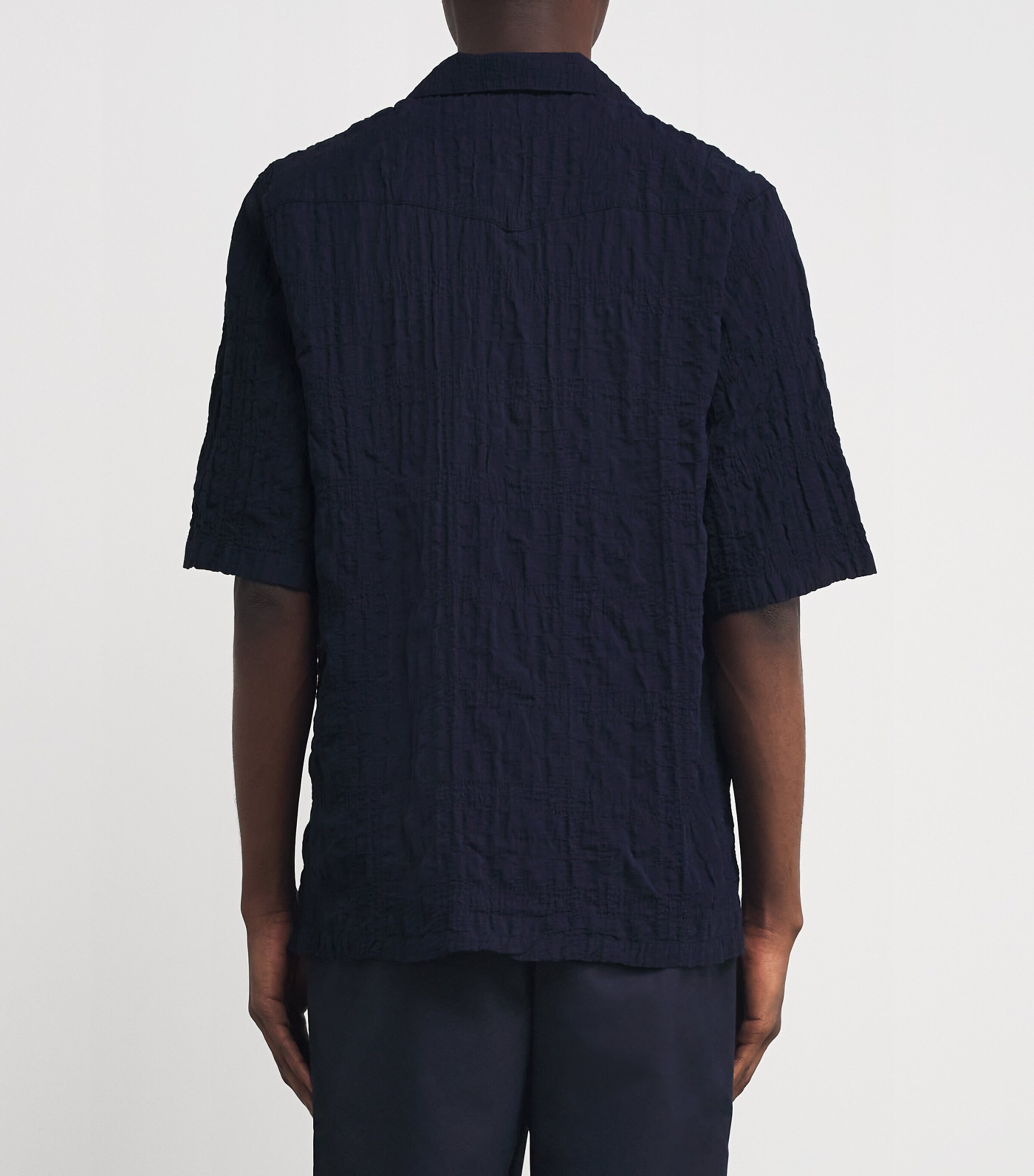 Officine Generale Mens Cotton Seersucker Eren Shirt Night Sky Image 4