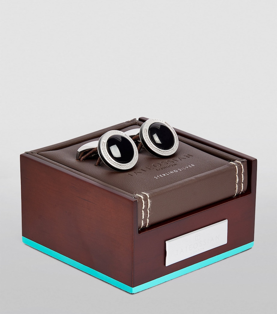 Sterling Silver and Onyx Cufflinks BLACK Image 2