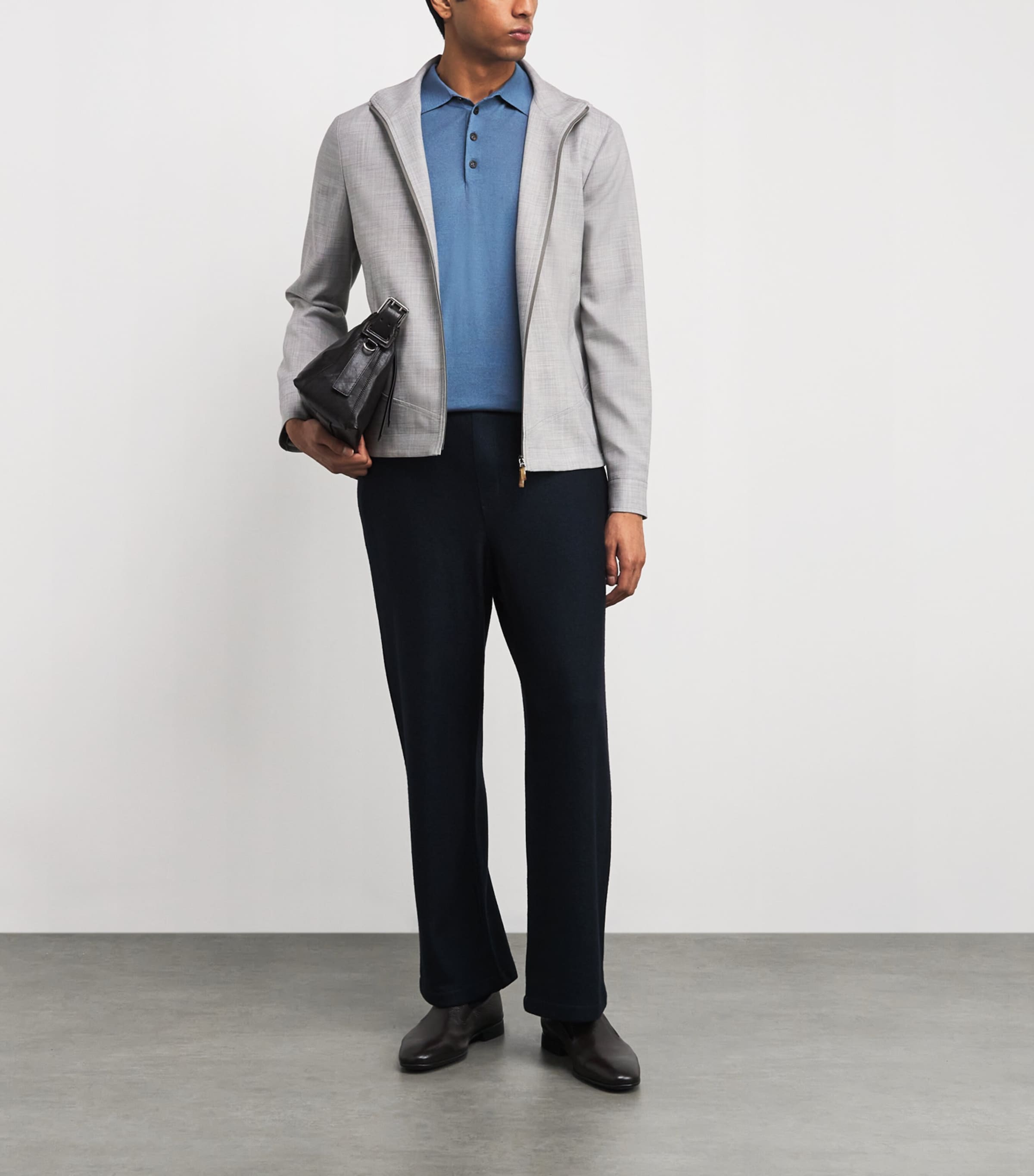 Cashmere Zip-Up Jacket 22 GREY Image 2