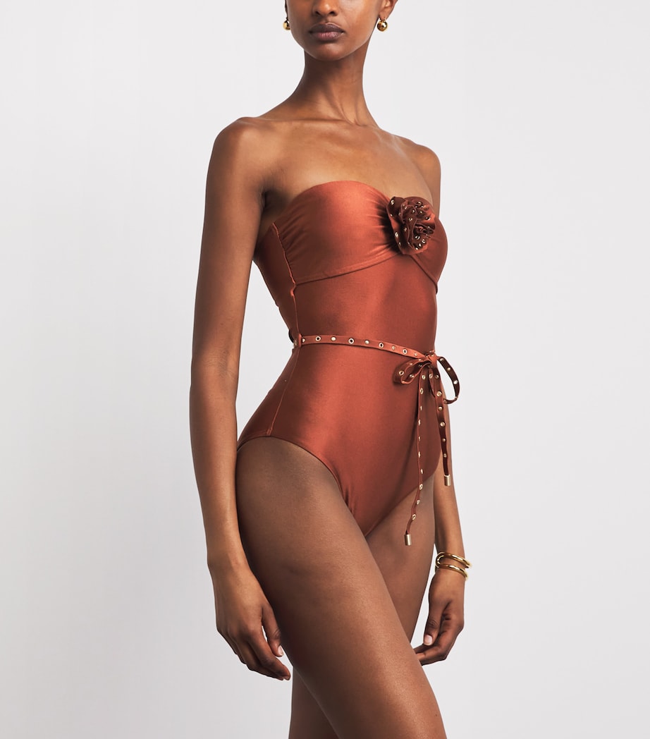 Zimmermann Womens Studded Indra Bandeau Swimsuit Tan Image 2