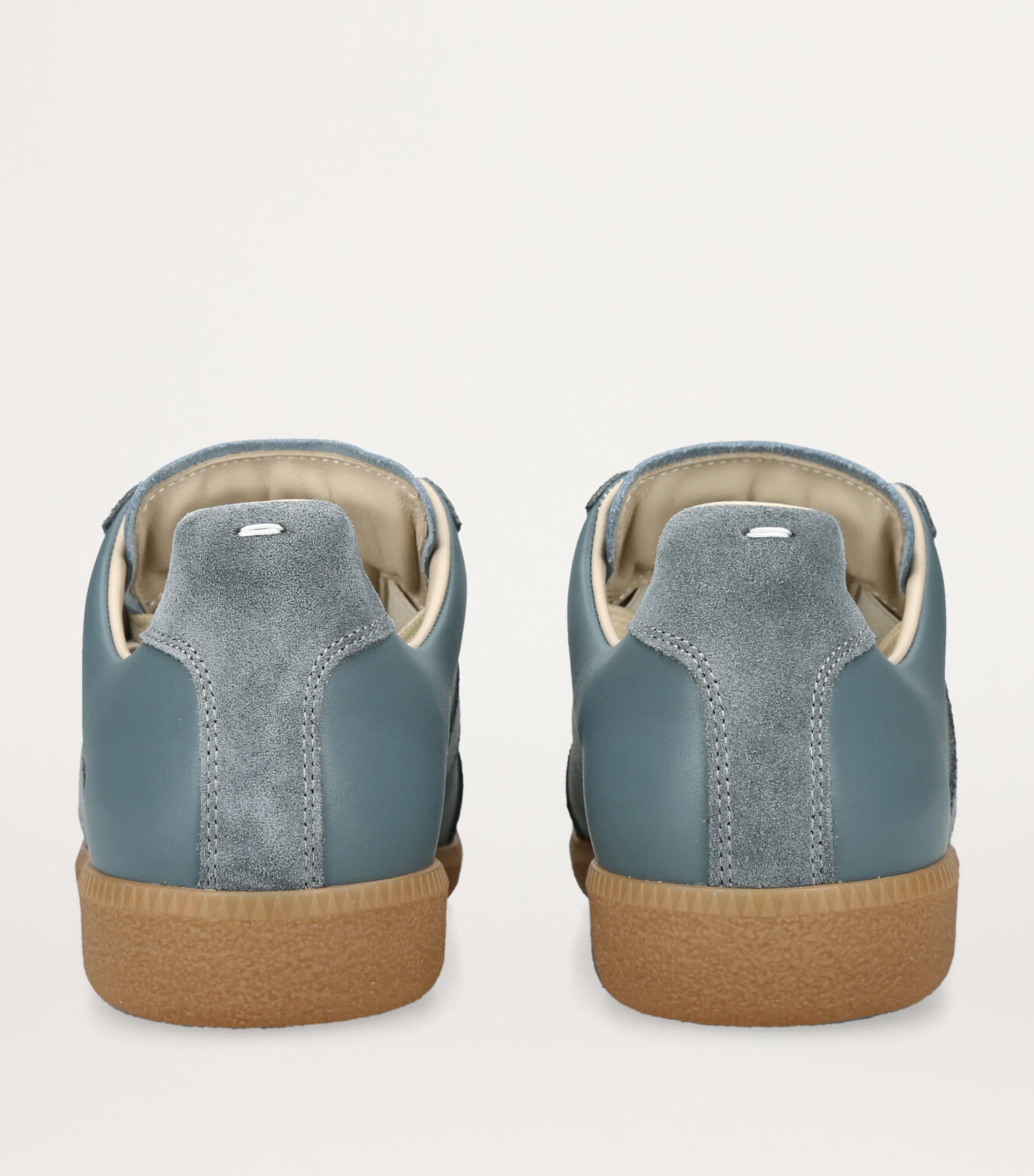 Maison Margiela Mens Leather-Suede Replica Sneakers Pale Blue Image 3
