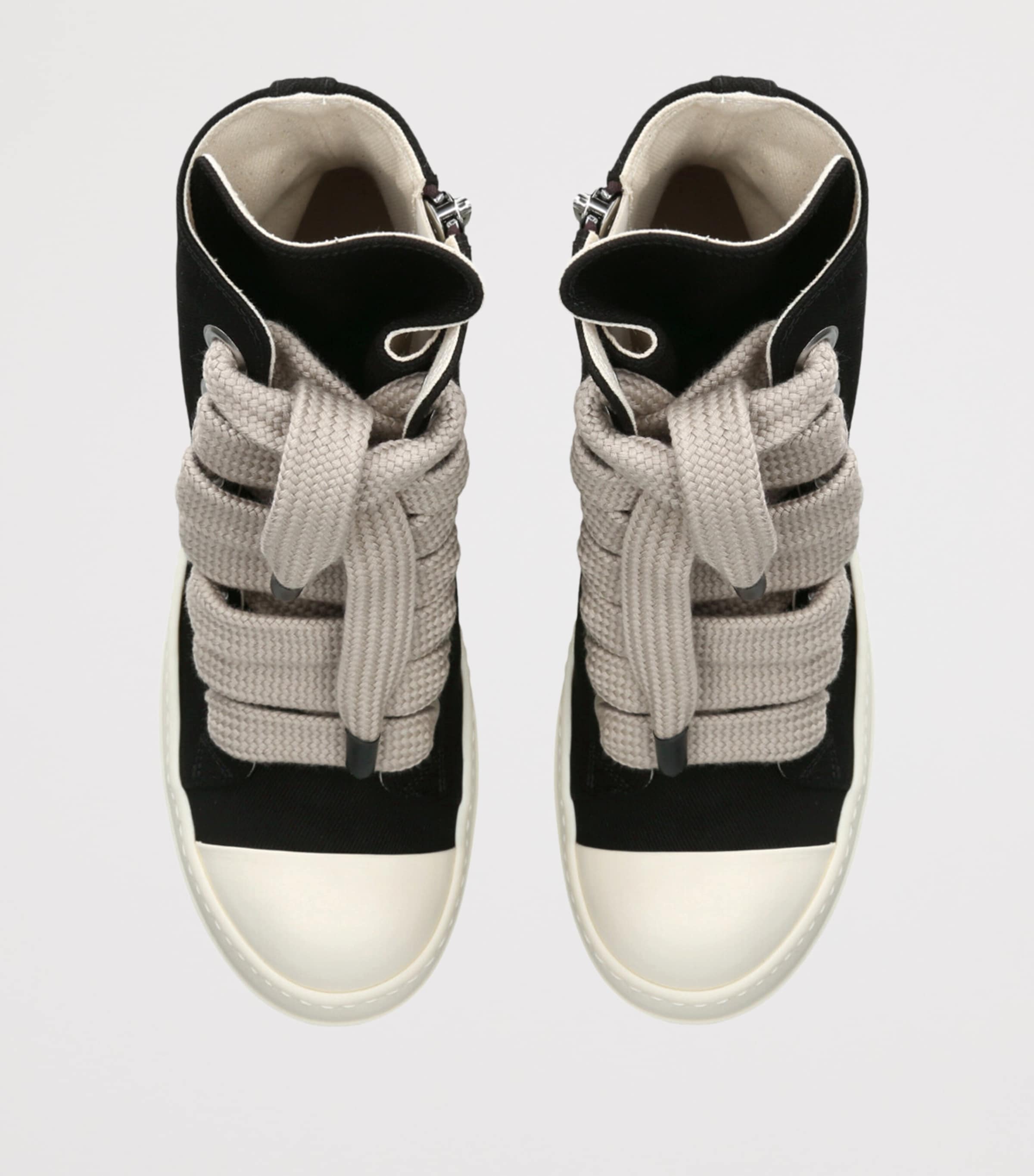 Rick Owens DRKSHDW Canvas Jumbo-Lace High-Top Sneakers Black Image 4