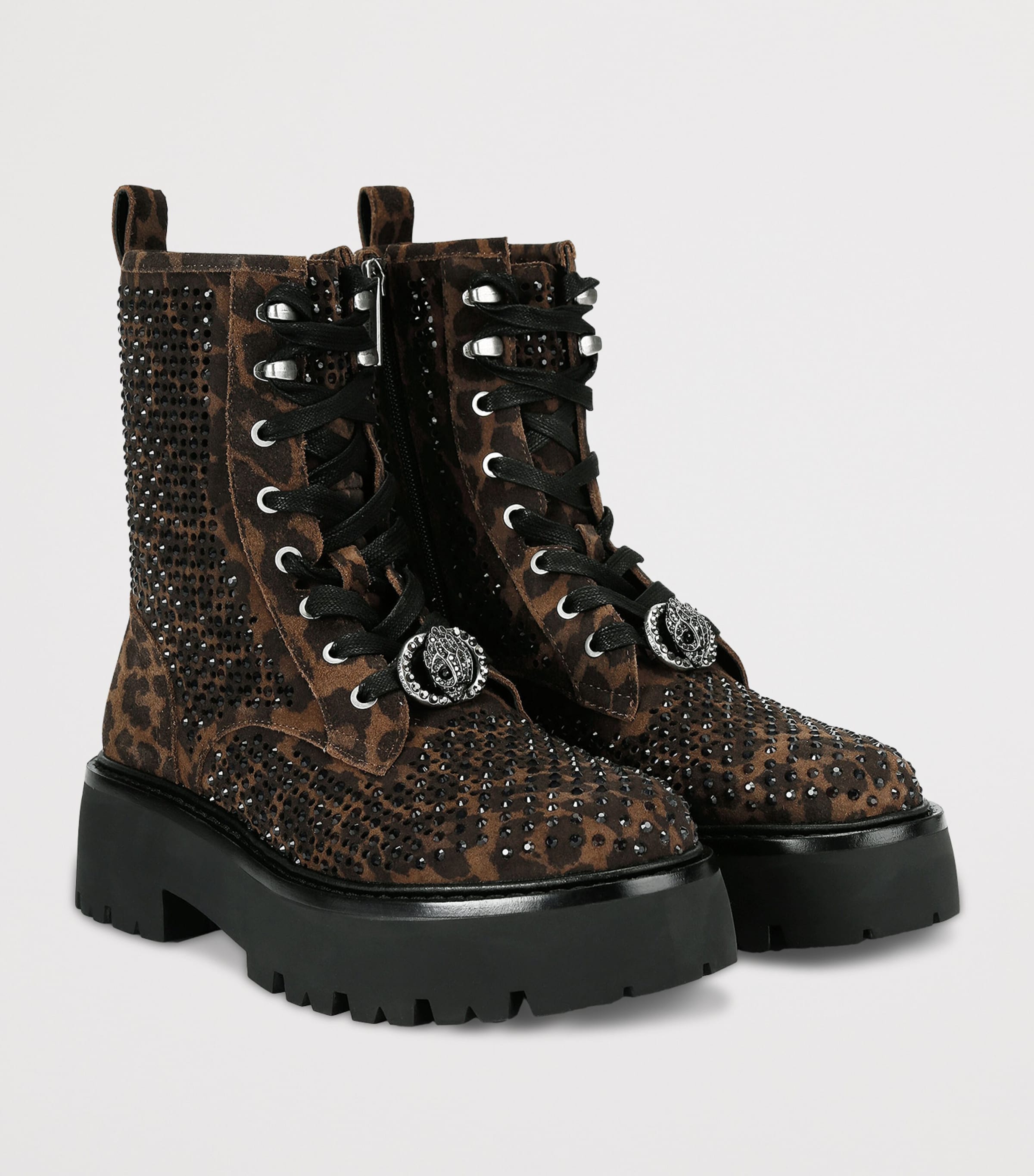 Suede Embellished Chelsea Perf Ankle Boots DK.BRN COM Image 3