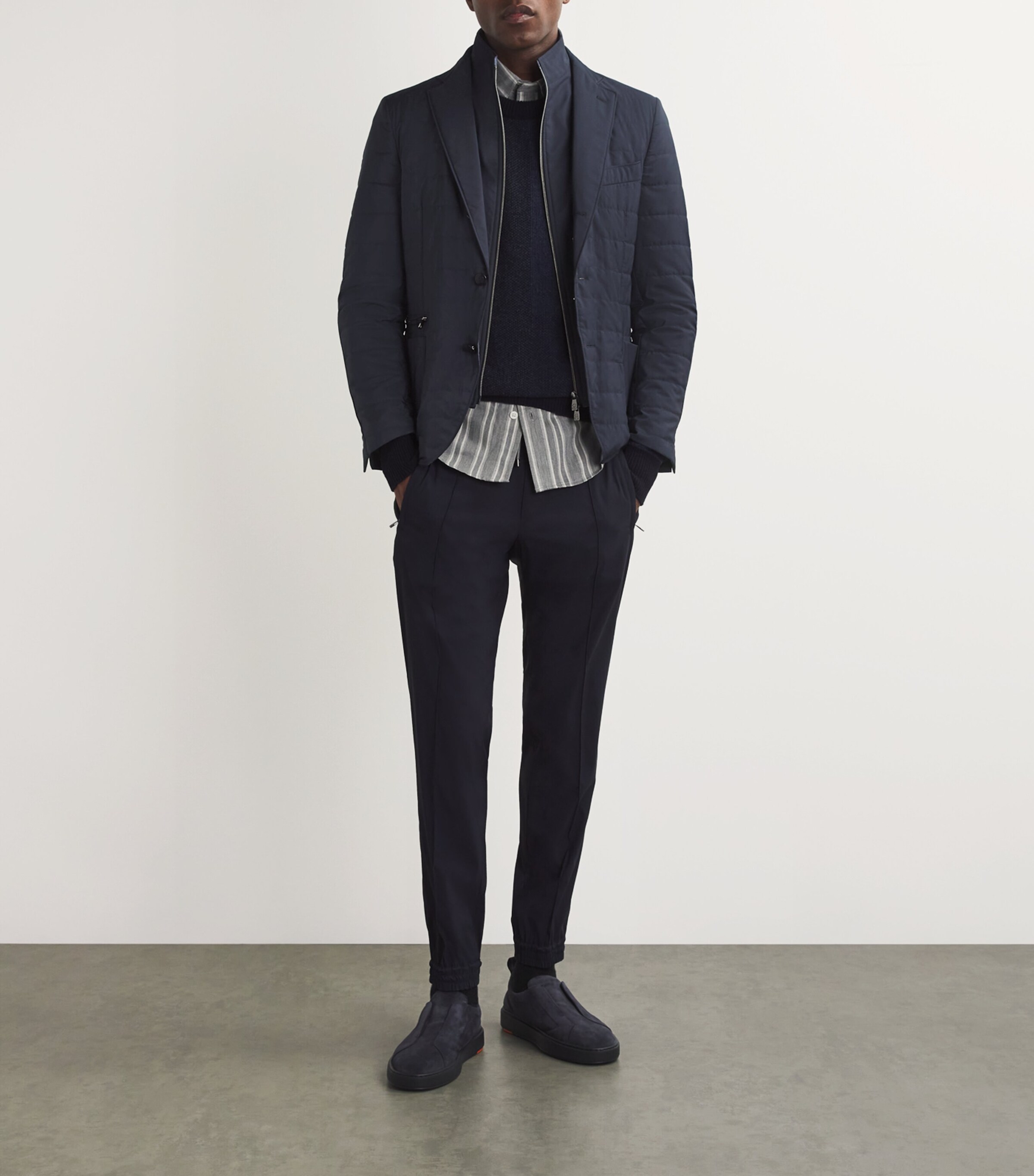 Technical Quilted Blazer 001 NAVY BLUE Image 2