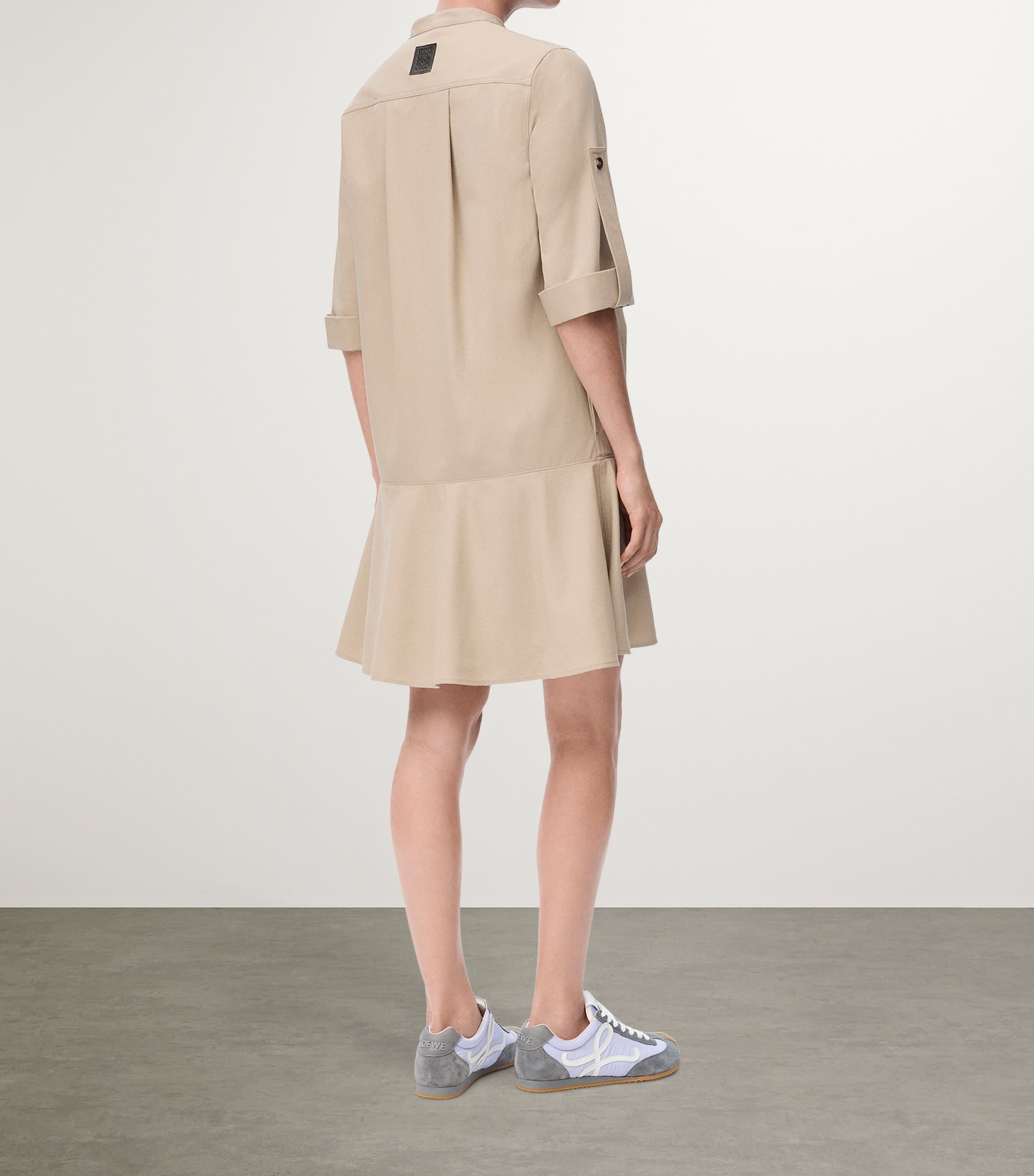 LOEWE Womens Dropped-Hem Mini Shirt Dress Beige Image 3