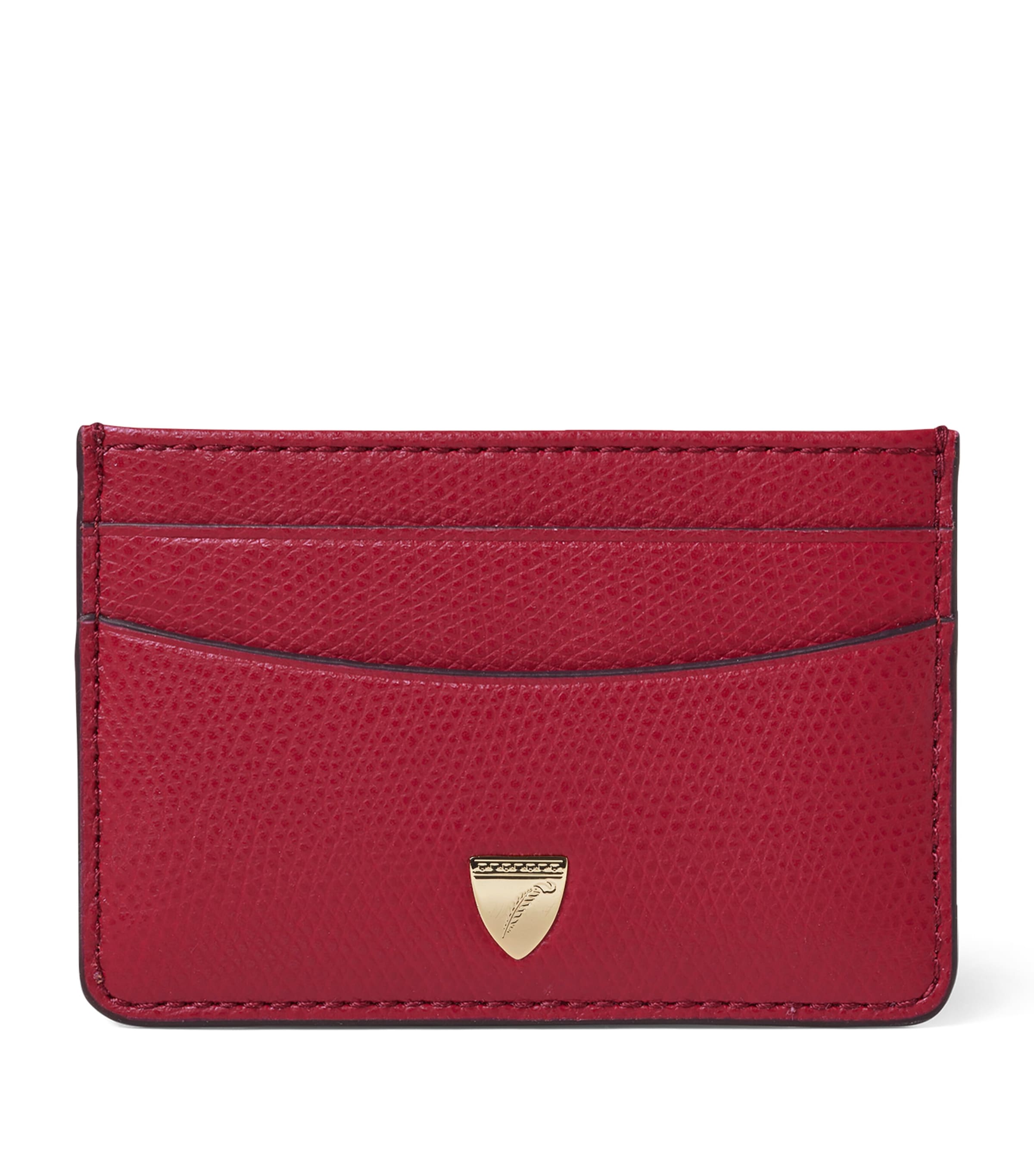 Aspinal Of London Leather Logo Card Holder Cherry Image 1