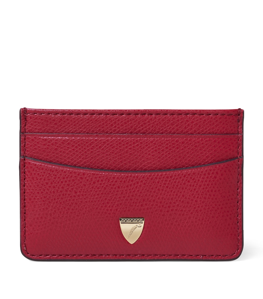 Aspinal Of London Leather Logo Card Holder Cherry Image 1