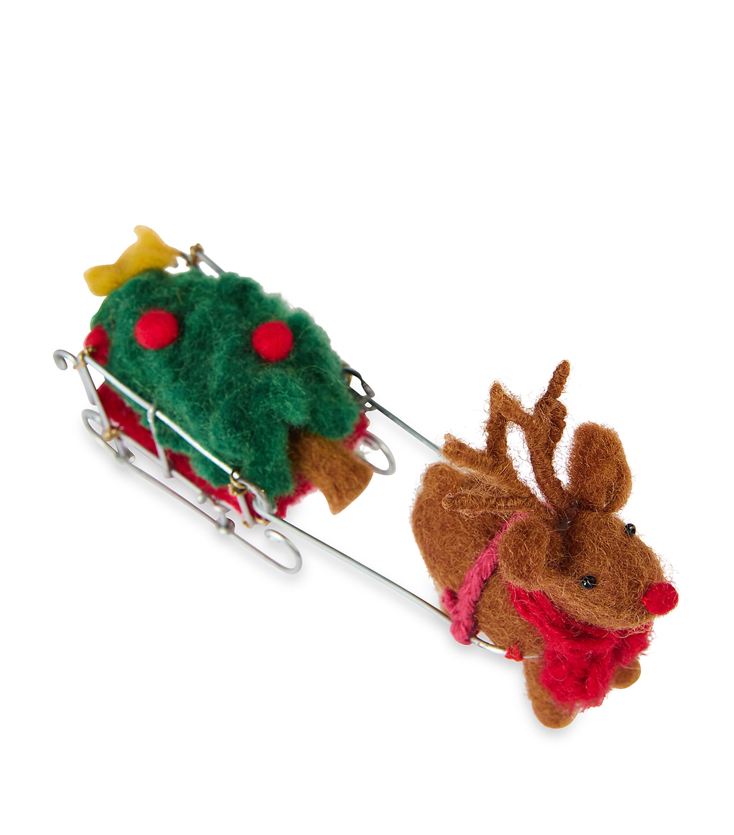 Wool Rudolph and Sleigh Ornament MULTI Image 2
