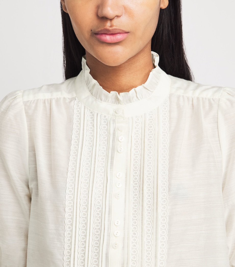 ME+EM Womens Cotton-Silk Pintuck Blouse Soft White Image 3