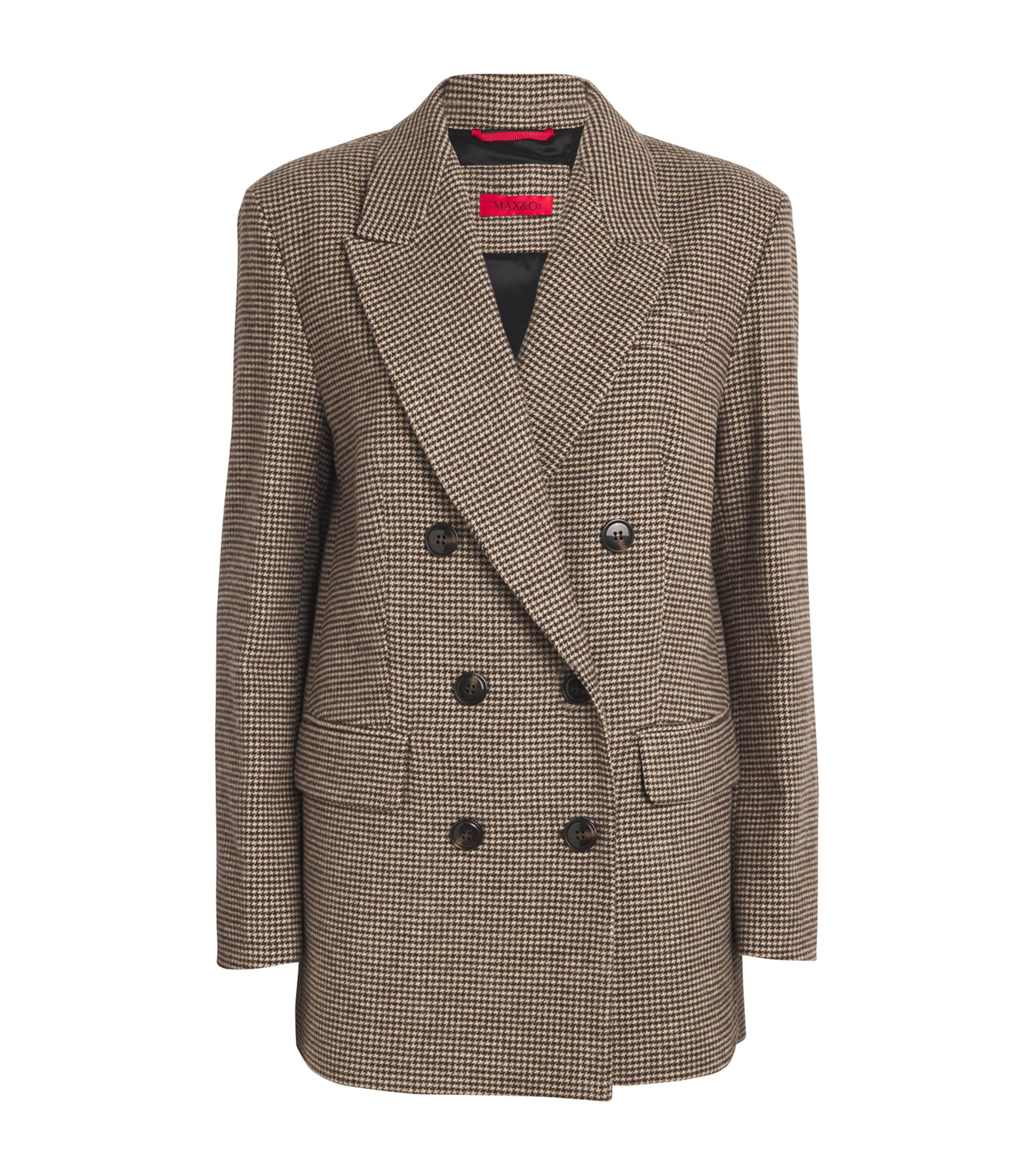 Shop Max & Co Wool-blend Double-breasted Blazer In Brown