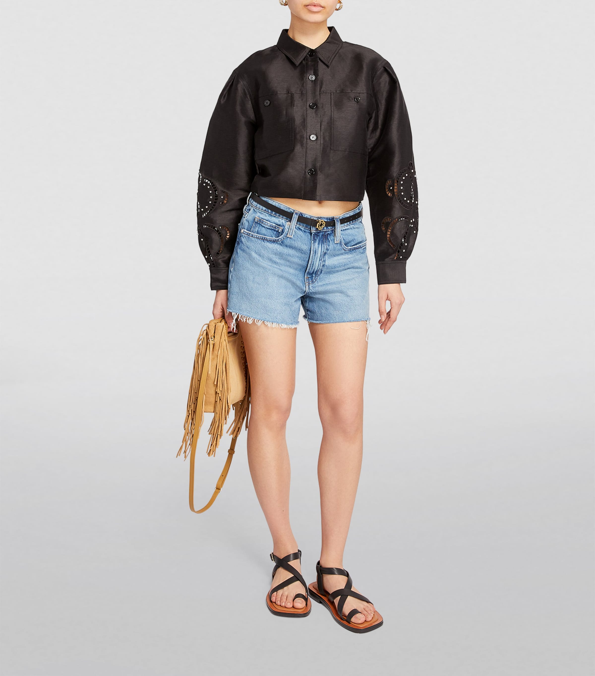 Leather Logo Thin Belt BLACK Image 4