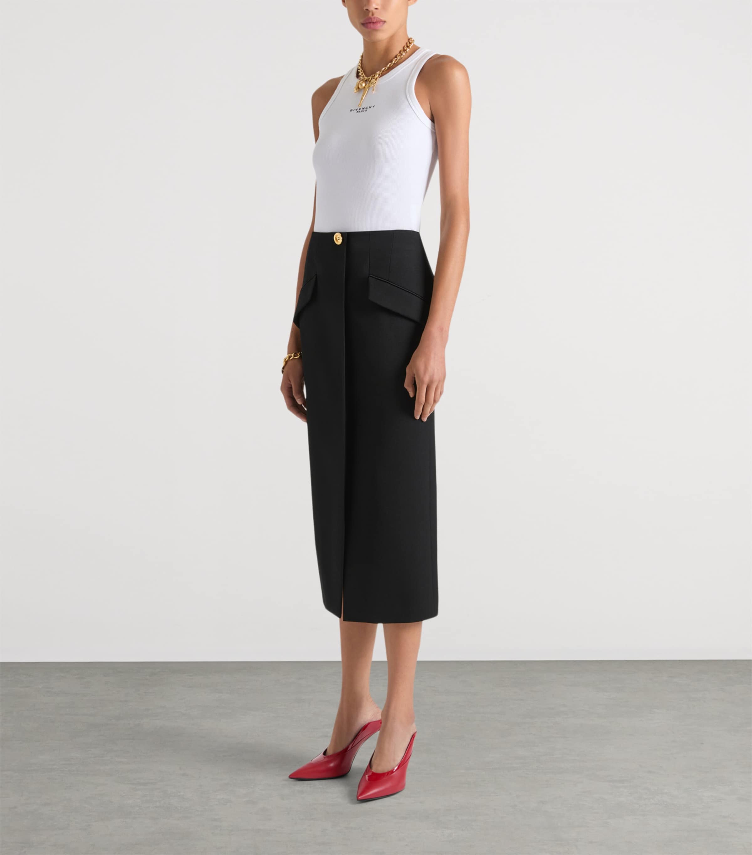 Stretch-Cotton Logo Tank Top WHITE Image 3